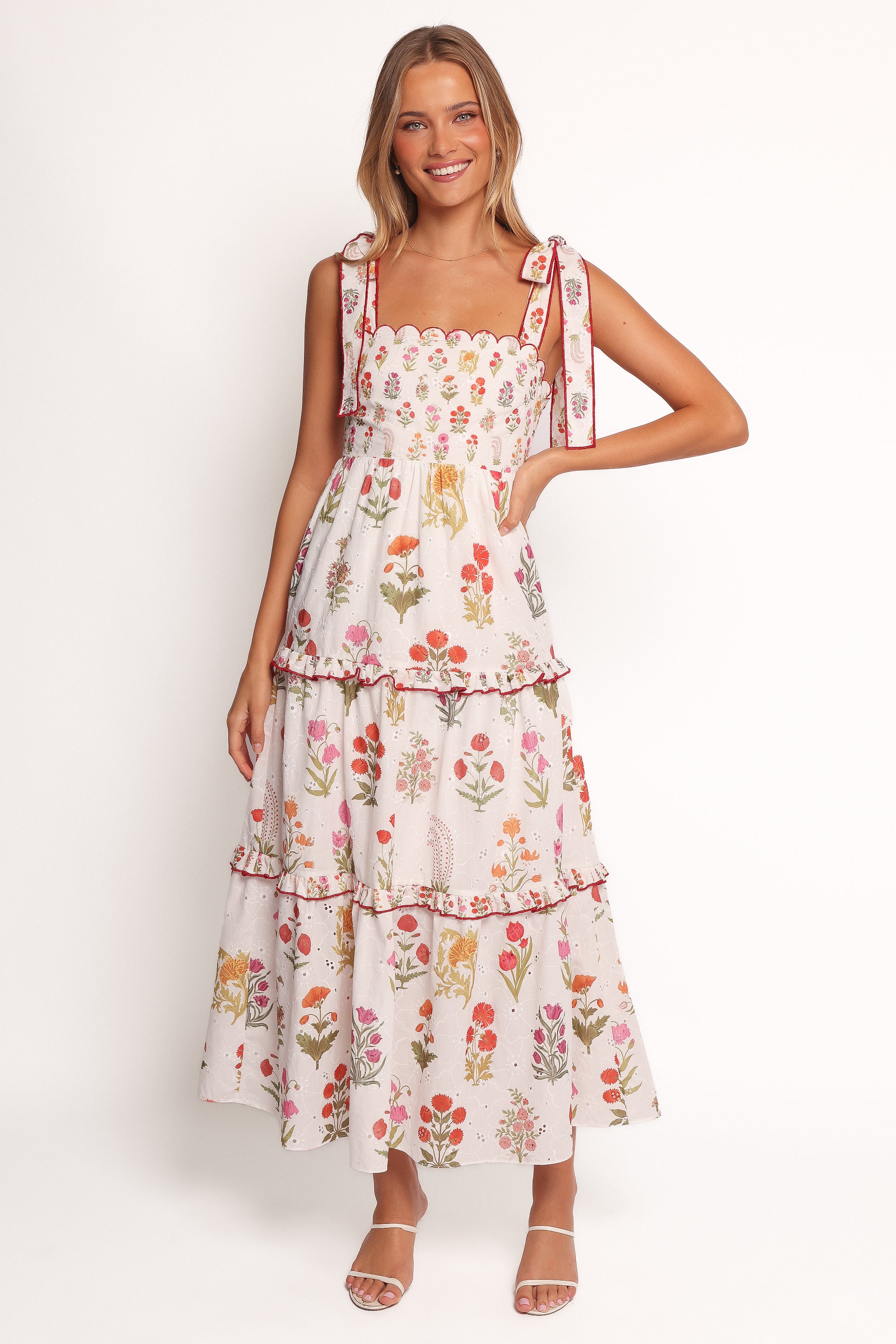 Aurelia Maxi Dress - White Floral Summer Dress for Women | Elegant Boho Beach Wedding Guest Dress | Perfect for Vacations, Parties & Outdoor Events