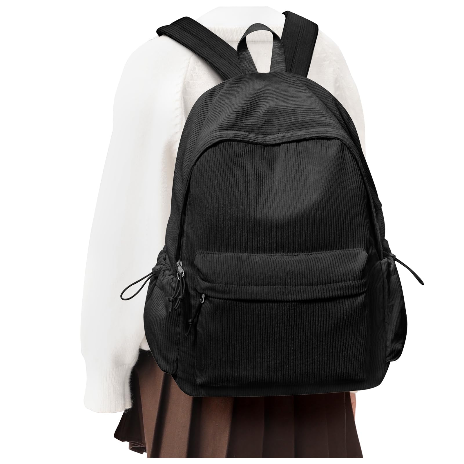VGOCO Stylish Corduroy Backpack for Teens - Durable School Bookbag for Girls & Boys, Aesthetic College & Middle School Backpack - Perfect for Daily Use, Travel & Campus Life