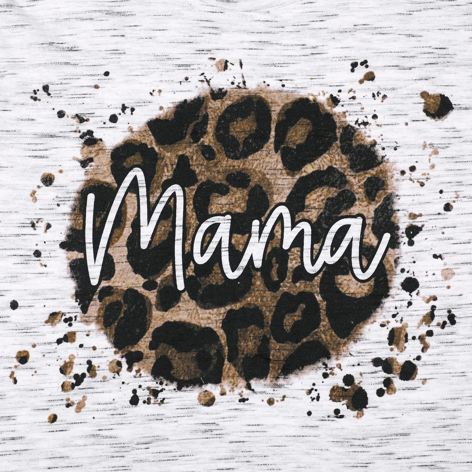Women's Mama Leopard Print T-Shirt - Comfortable Short Sleeve Casual Top for Mom Life | Perfect for Everyday Wear, Mother's Day Gifts & Family Outings