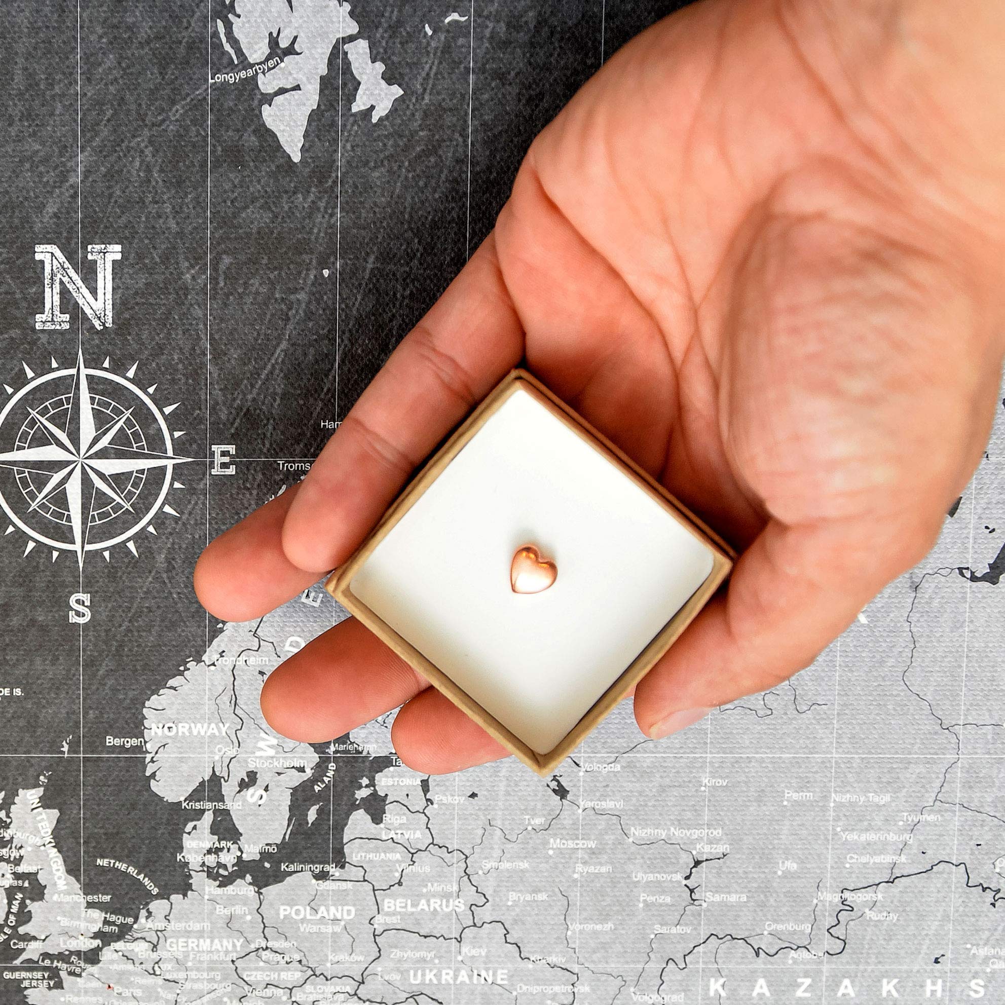 Rose Gold Heart-Shaped Metal Push Pins for Maps - Perfect for Travel Planning, Bulletin Boards & DIY Projects