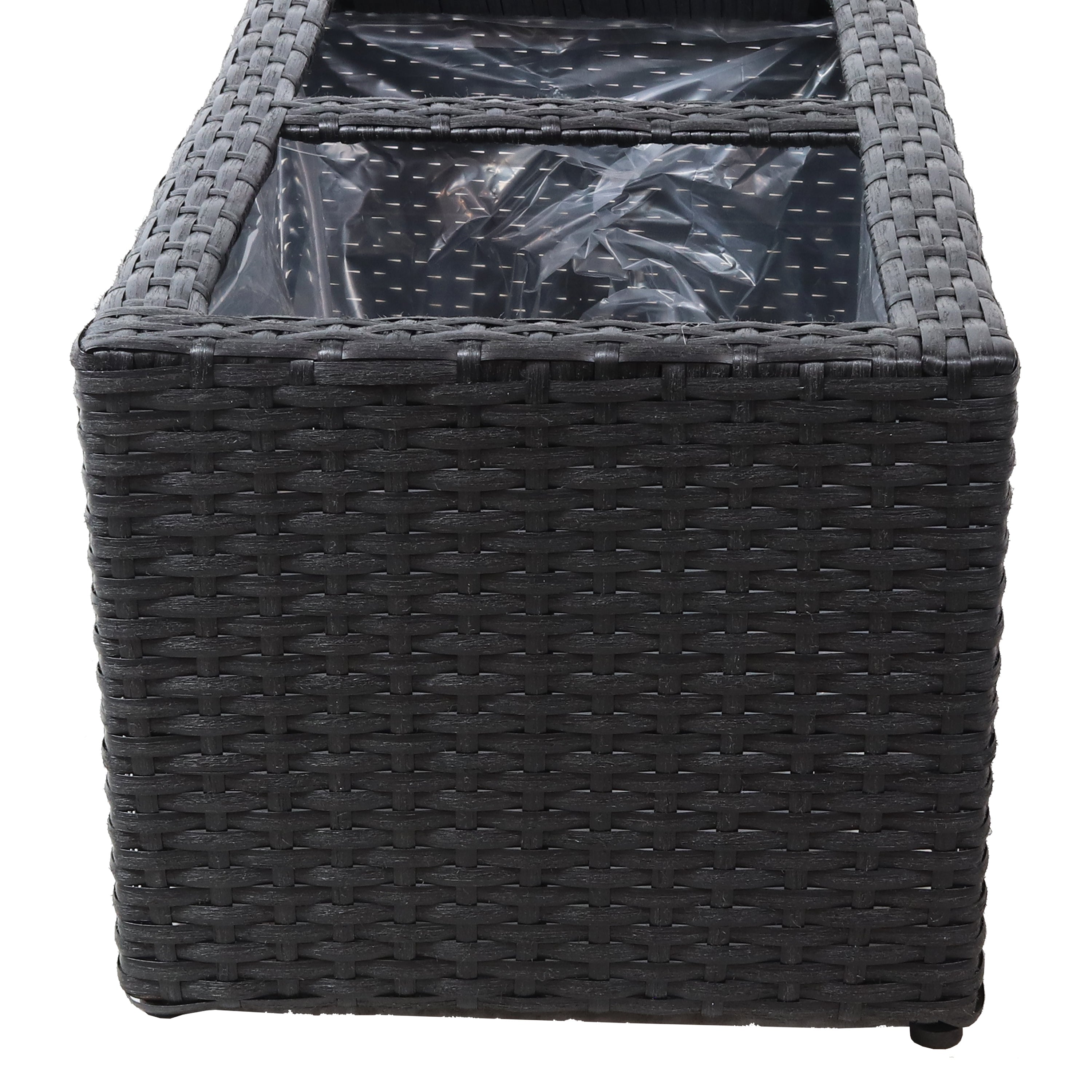 Sunnydaze 2-Piece Set of Modern Rectangle Indoor Planters - Durable Polyrattan Material for Home, Office & Garden Decor - Perfect for Living Room, Patio or Balcony Plants