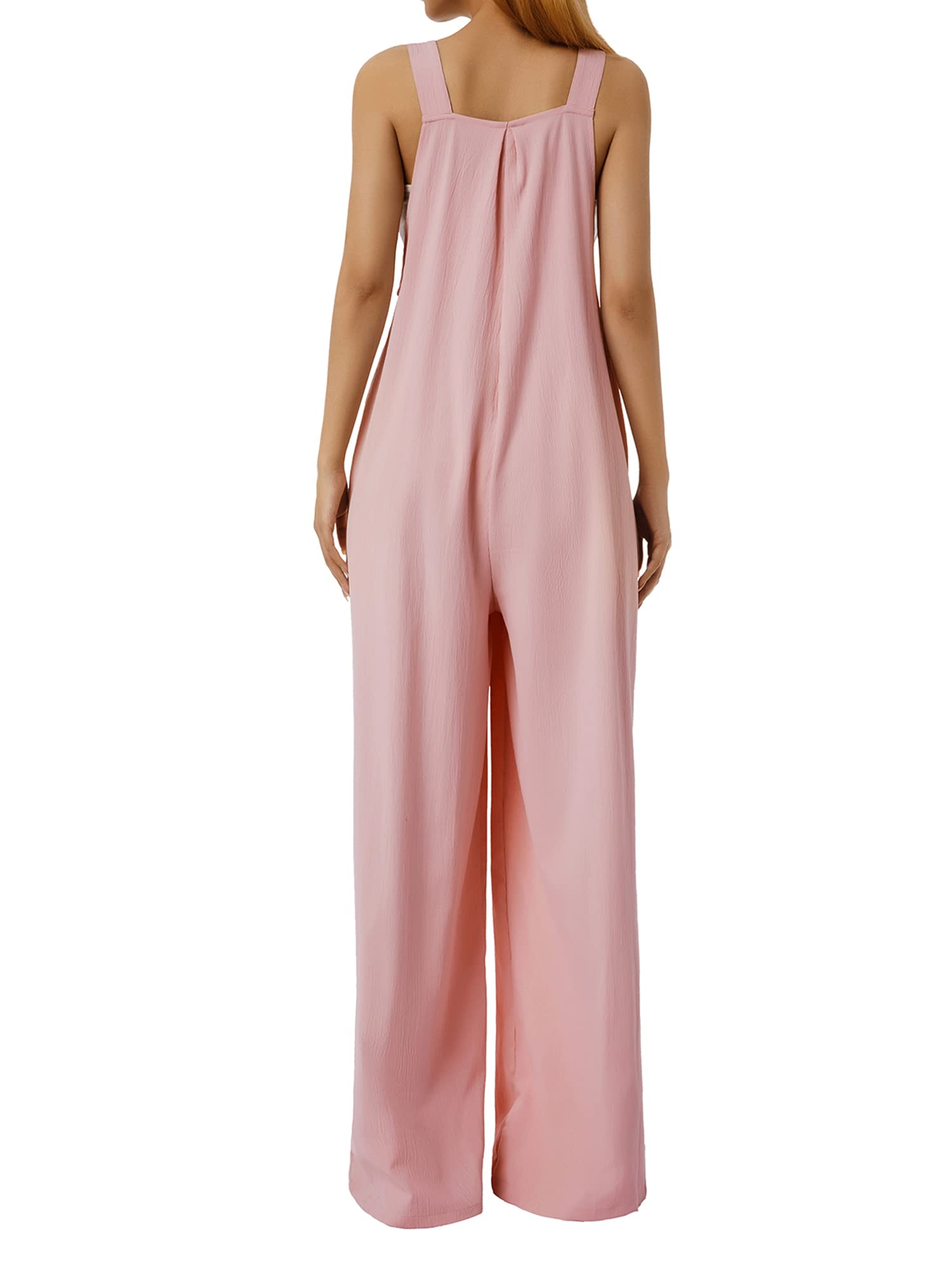Kaipiclos Women's Baggy Overalls - Plus Size Wide Leg Jumpsuit, Solid Color Loose Linen Suspender Overalls with Pockets | Casual Summer Outfit for Streetwear, Travel & Boho Fashion