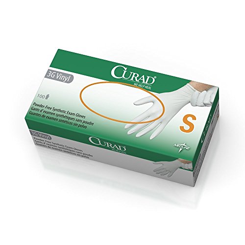 Curad 3G Vinyl Exam Gloves - Powder-Free, Latex-Free, Small (1000 Count) - Ideal for Medical, Dental, Food Service & Cleaning Safety Protection