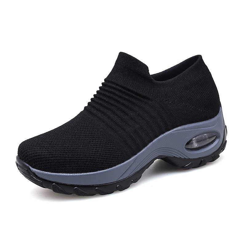 Women's Orthopedic Walking Shoes - Slip-On Memory Foam Sneakers with Low Wedge, Breathable & Lightweight for All-Day Comfort - UK Sizes 4-9 - Perfect for Walking, Tennis & Casual Wear