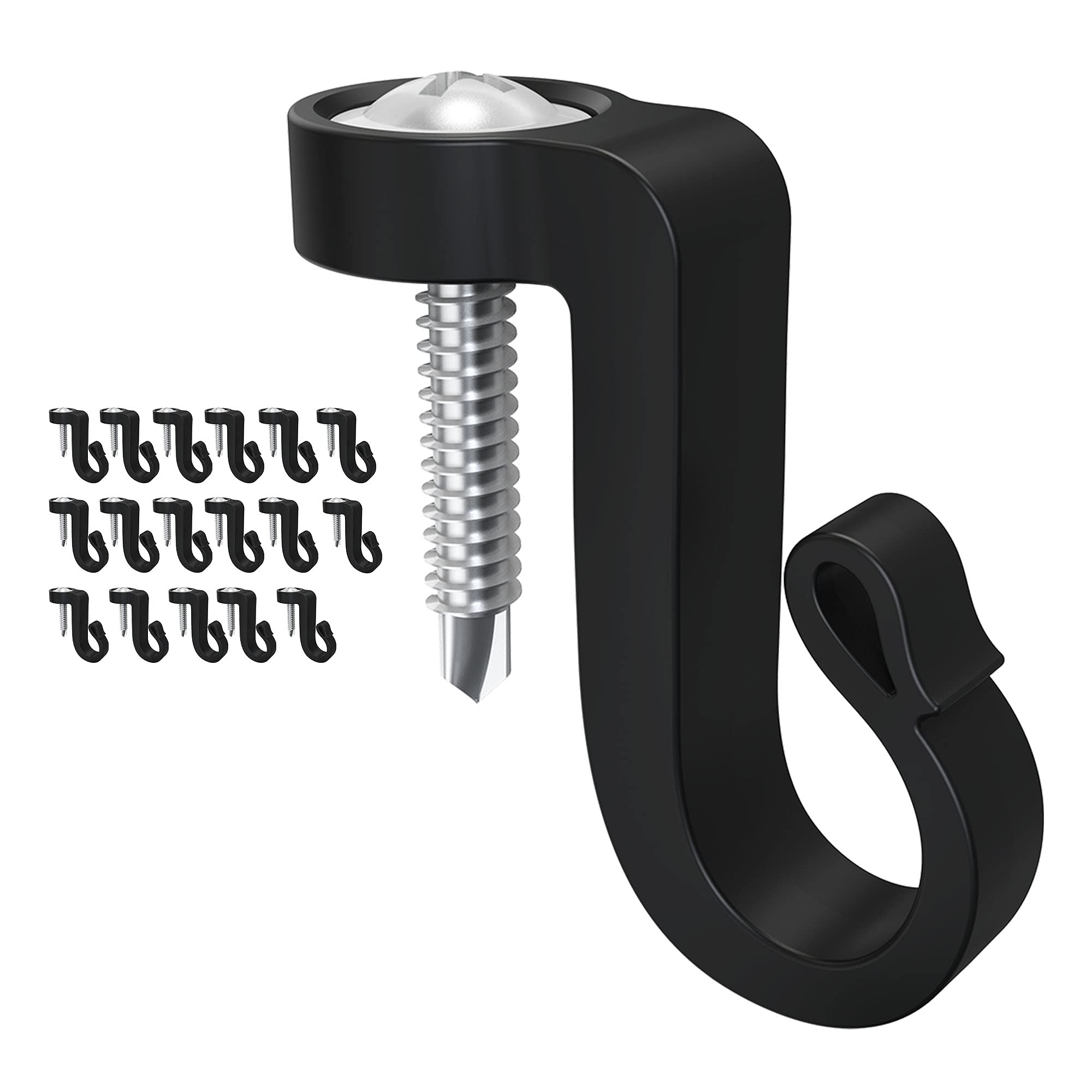 18 Pack Q Hanger Screws with Hooks for Outdoor Christmas Lights, Fairy Lights & String Lights - Easy Release Wire Hangers for Holiday Decorations, Garden Lighting & Party Decor