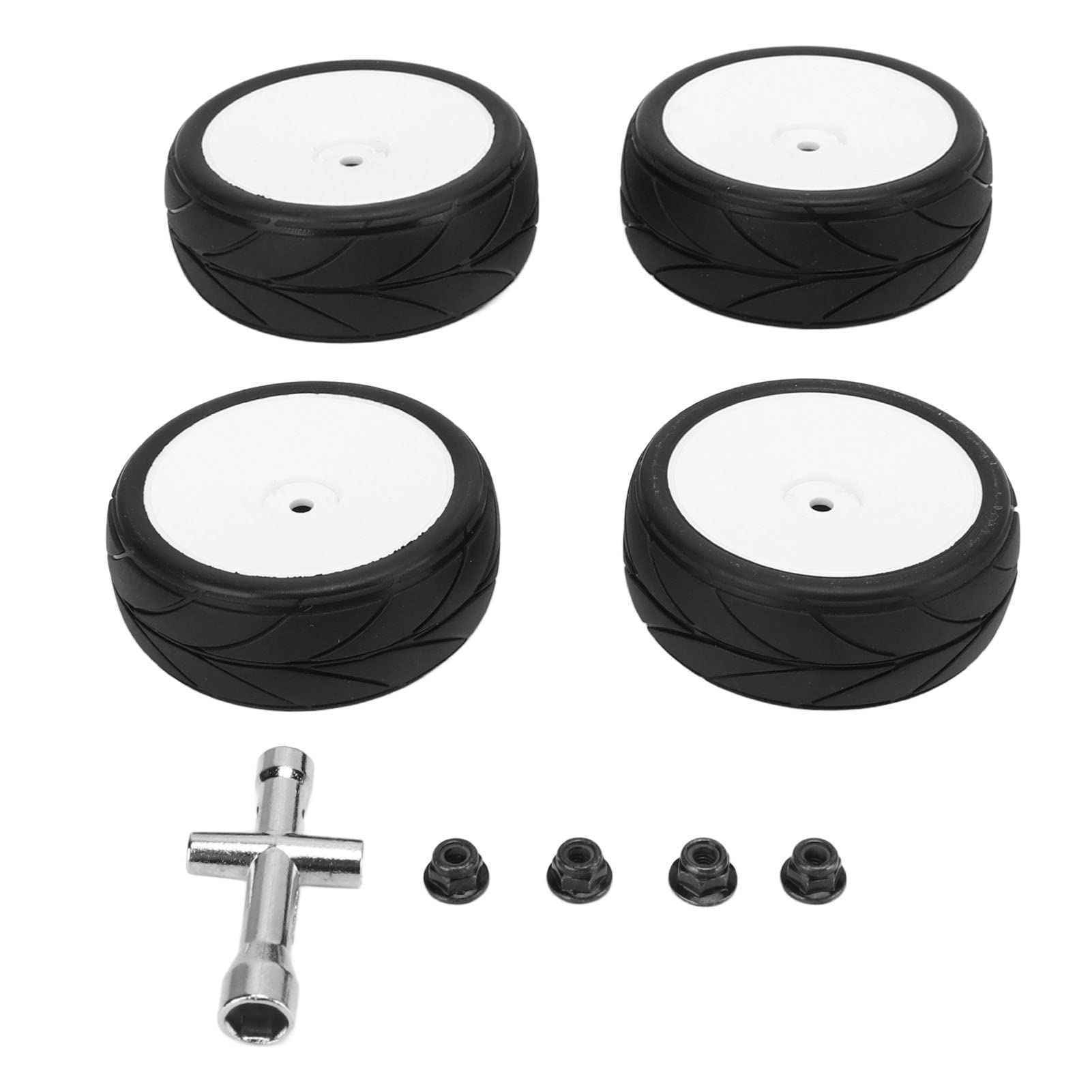 JIJO 4Pcs 1/10 Scale RC Drift Car Tires - Eco-Friendly Plastic Rubber Wheels with Enhanced Grip & Flexibility for RC Drifting Racing (Perfect for Indoor/Outdoor RC Car Tracks & Drift Competitions)