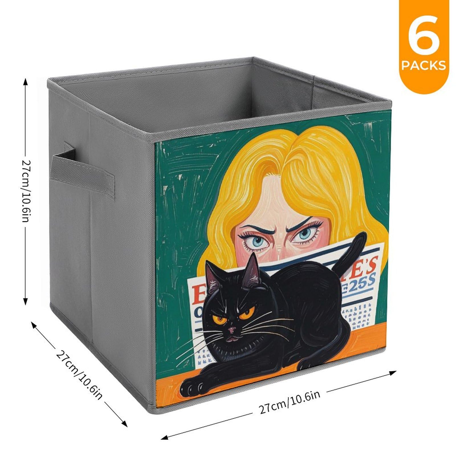 6PCS Foldable Storage Bins with Handles - Large Capacity Scary Woman Printed Storage Boxes & Cubes for Playroom, Office, Home Organization | Perfect for Kids' Toys, Books, Clothes & Household Items Storage
