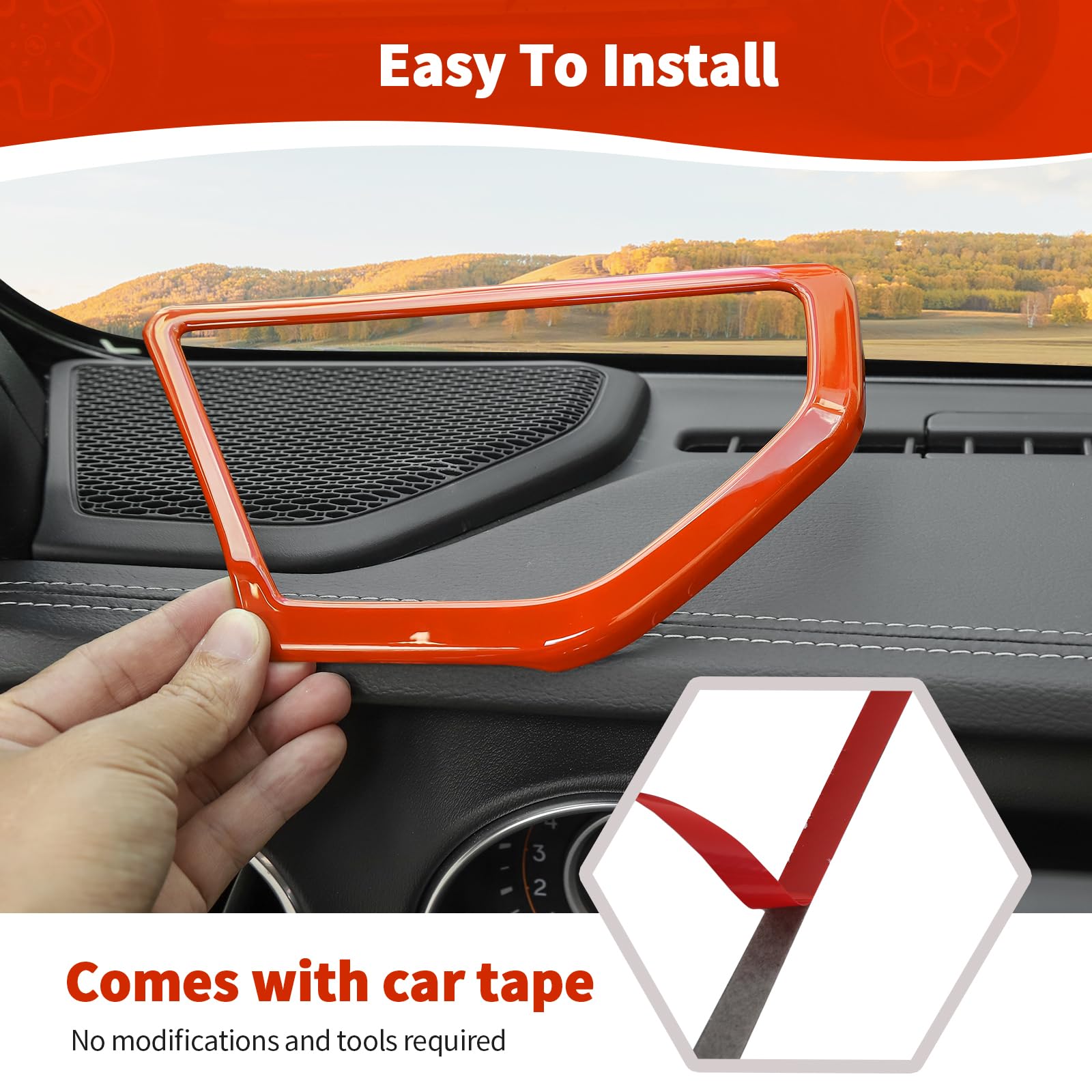 Jeep Wrangler JL JLU & Gladiator JT A-Pillar Speaker Trim Covers (2018-2023) - Orange Interior Accessories Set of 4 | Durable ABS Plastic Upgrade for Enhanced Audio & Interior Style | Perfect for Off-Road Adventures & Custom Car Mods