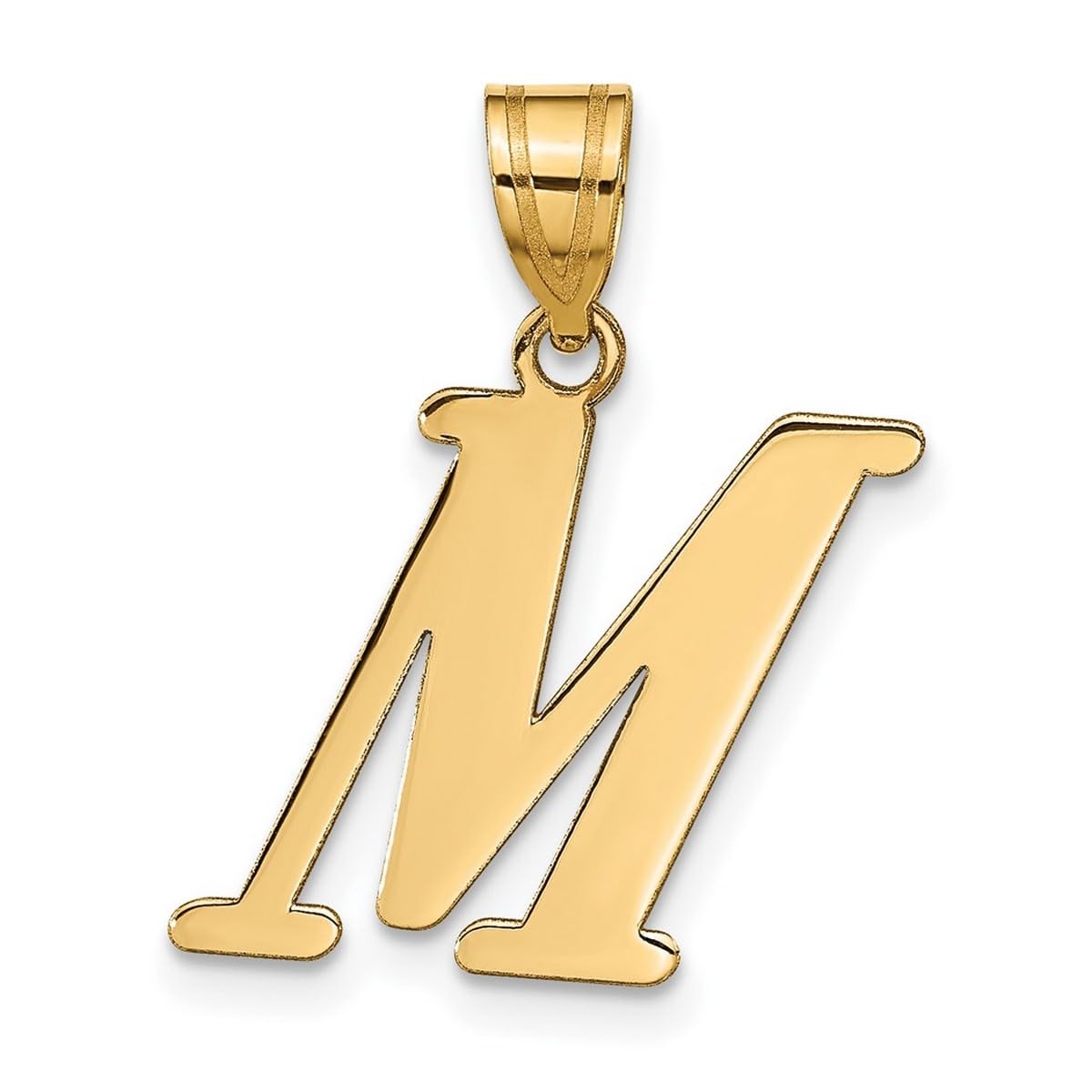14K Gold Polished Letter M Initial Pendant Necklace for Women - Elegant Personalized Jewelry Gift for Birthday, Anniversary & Everyday Wear
