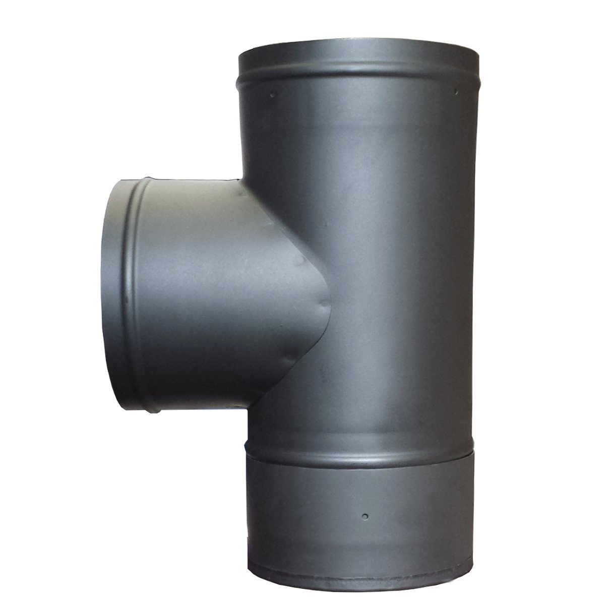 6 Inch Single Wall Stove Pipe Tee with Clean Out Cap - Heavy Duty Black Steel Chimney Connector for Wood Stove, Fireplace & Heating Systems - Perfect for Home, Cabin & Outdoor Use