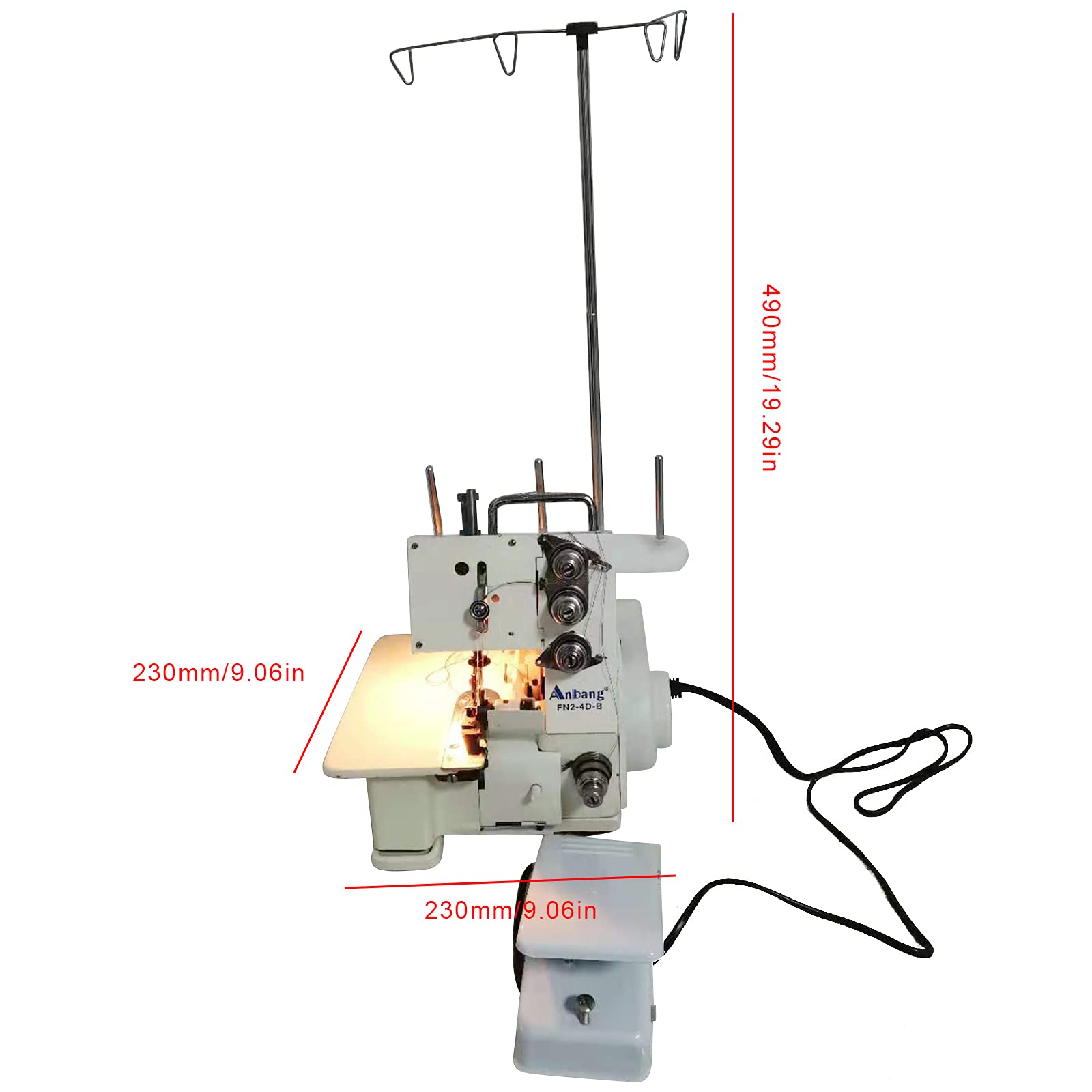 4-Thread Serger Overlock Sewing Machine - 1200 Stitches/Min Portable Seaming Machine with Foot Controller for Undershirts & Cotton Sweaters | Perfect for Home Tailoring, DIY Projects & Professional Garment Making