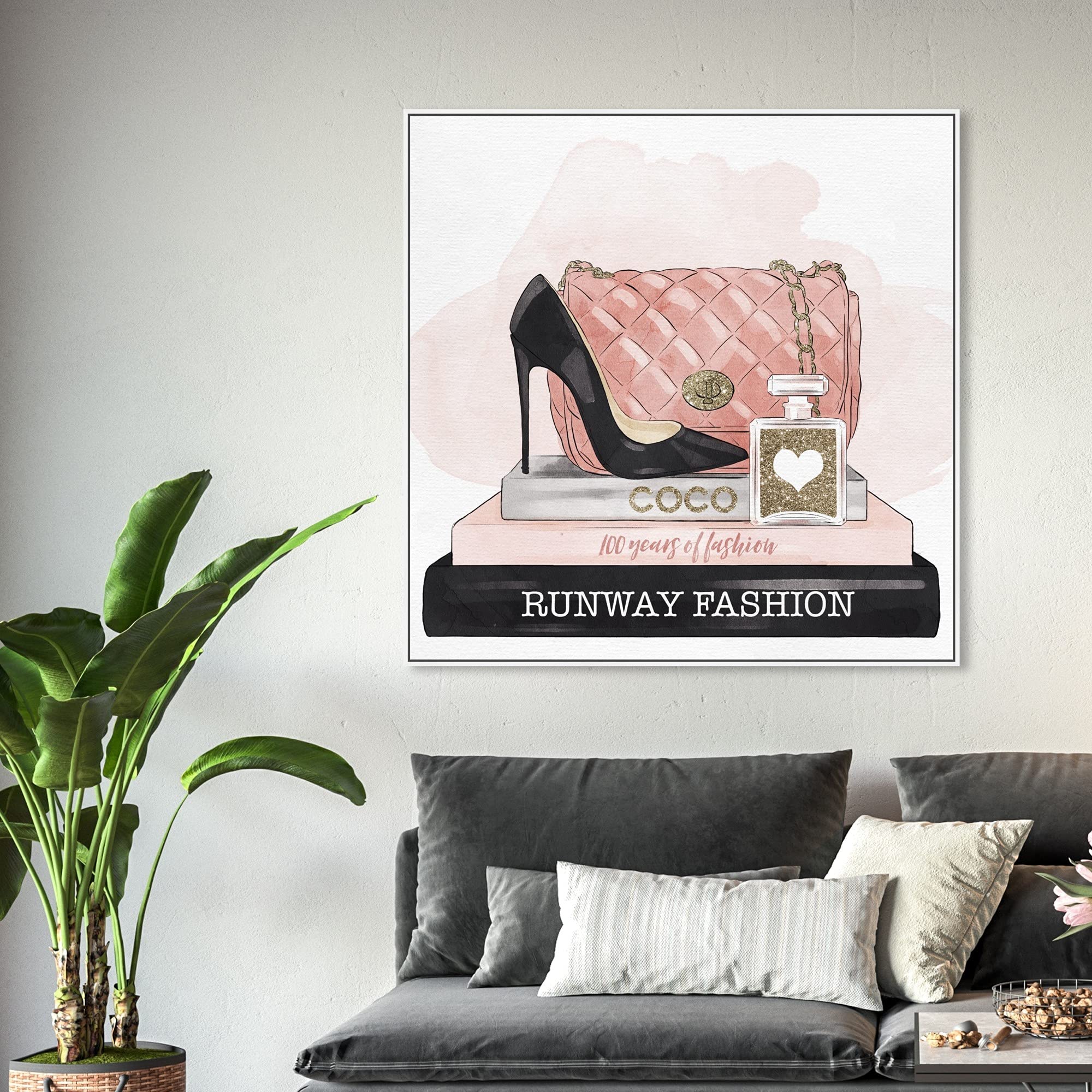 Oliver Gal Artist Co. Fashion Glam Wall Art - Gold Glitter Framed Canvas Prints for Home & Office Decor | Perfect for Living Room, Bedroom, or Gift