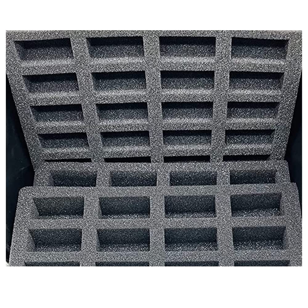 Durable Miniature Carrying Case with Foam Slots - Perfect for 28mm D&D Miniatures Storage | 4-Tray Organizer with Secure Carry Handle | Ideal for Tabletop Gaming, Warhammer, and RPG Accessories