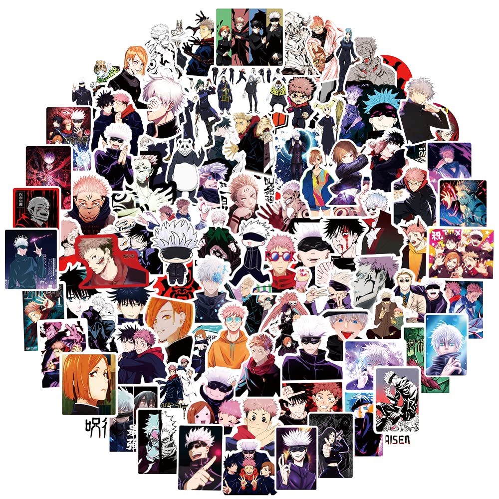 Anime Stickers Pack - 100PCS Waterproof Vinyl Stickers for Jujutsu Kaisen (JJK) Fans - Perfect for Laptops, Water Bottles, Notebooks & Party Decorations - Great Gift for Kids, Teens & Adults - Birthday Party Favors, School Supplies & Cartoon Lover Gifts