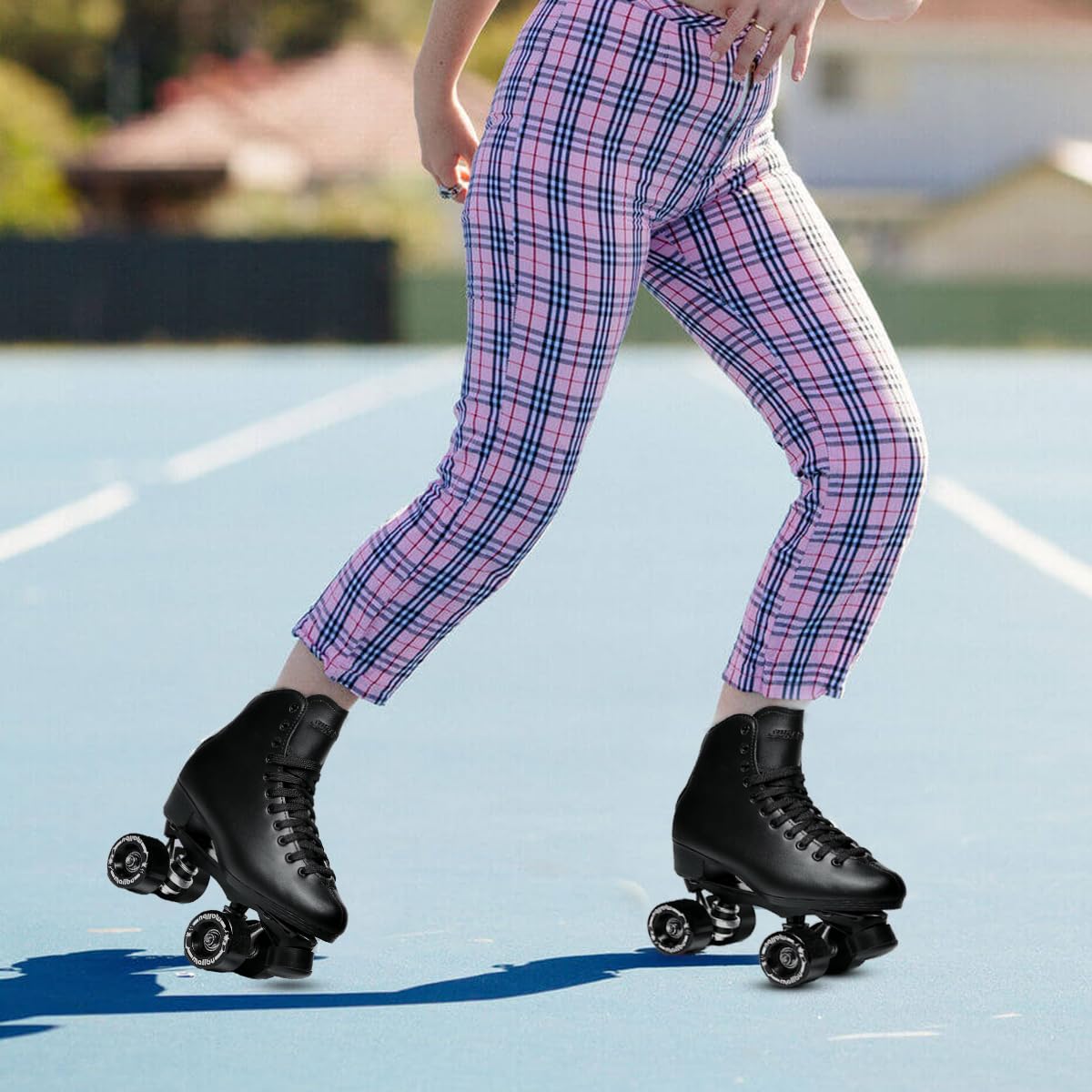 Sure-Grip Malibu Unisex Roller Skates - Stylish Vegan Leather Upper, Durable Aluminum Trucks, ABEC 3 Bearings, 88a Hardness Wheels - Perfect for Indoor and Outdoor Skating, Made in USA