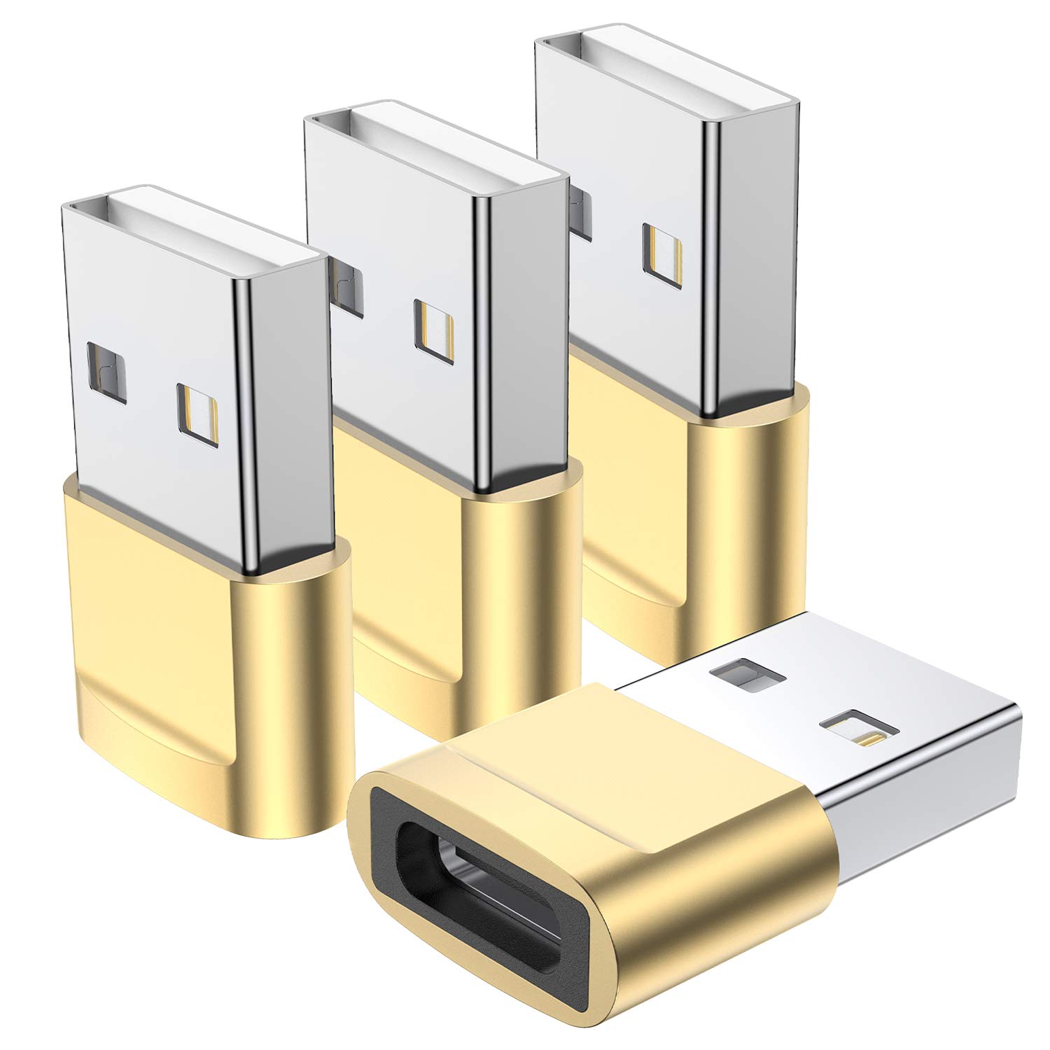 4-Pack USB C Female to USB Male Adapter | Type C to USB A Charger Cable Converter | Compatible with iPhone 11/12/13/14/15 Pro Max, iPad 2021, Samsung Galaxy Note 10/S20/S20+/Ultra, Google Pixel 3/4 XL | Perfect for Charging, Data Transfer & Connecting USB Devices