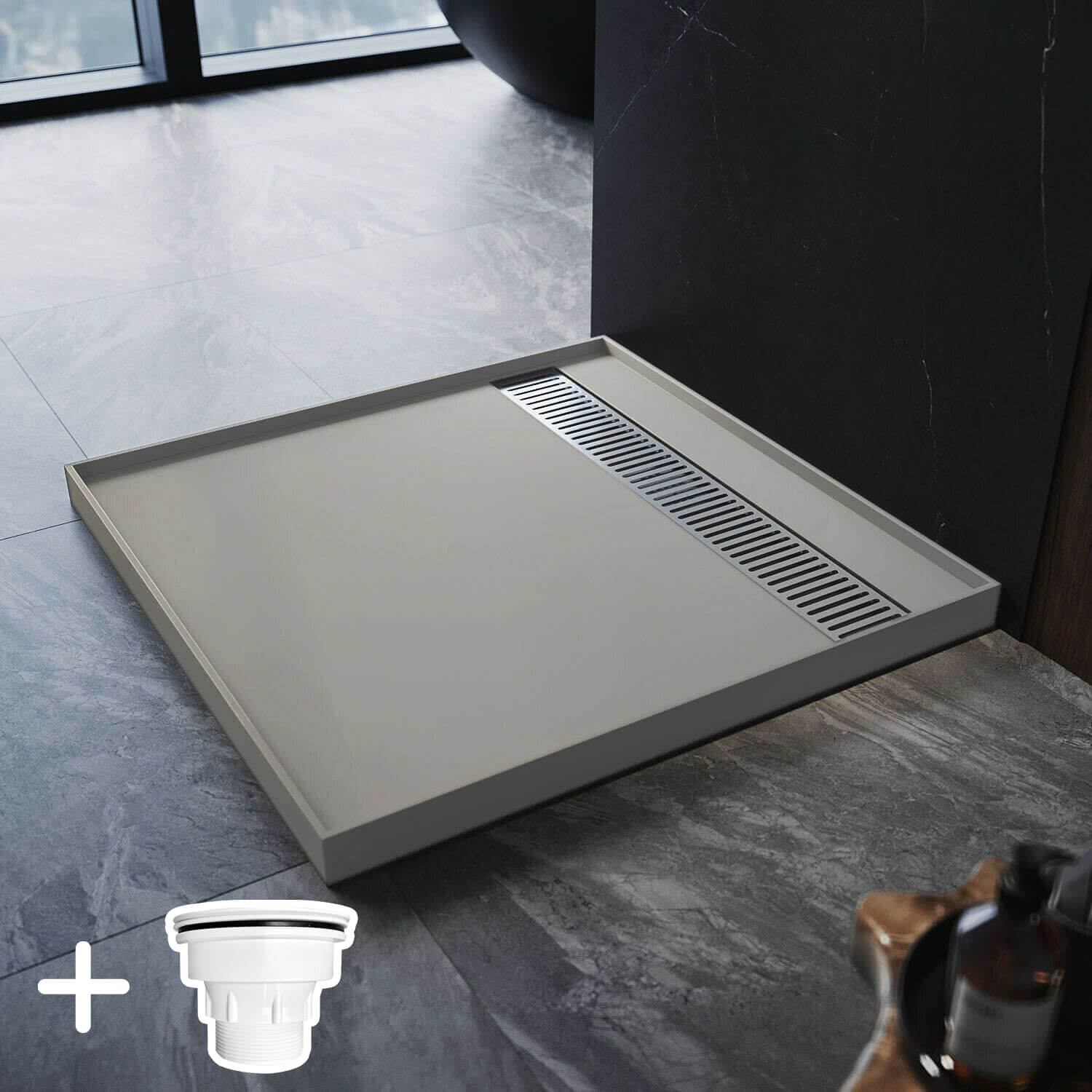 ELEGANT Rectangle Durable SMC Shower Base Gray   Tile over Tray Shower base