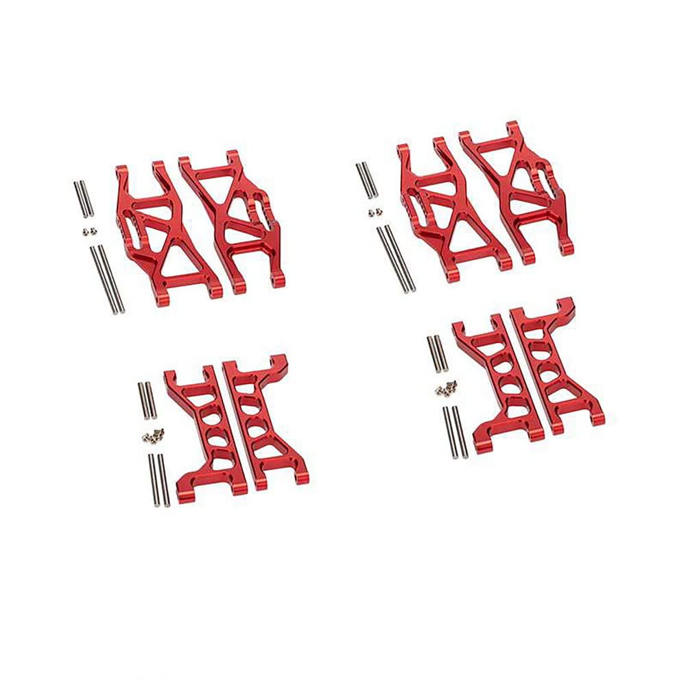 MAXMAXX TRUCK-89076-4 1/10 Scale RC Car Steering Cup & Swing Arm Upgrade Kit - Red Aluminum Alloy Replacement Parts for Off-Road Racing & Bashing