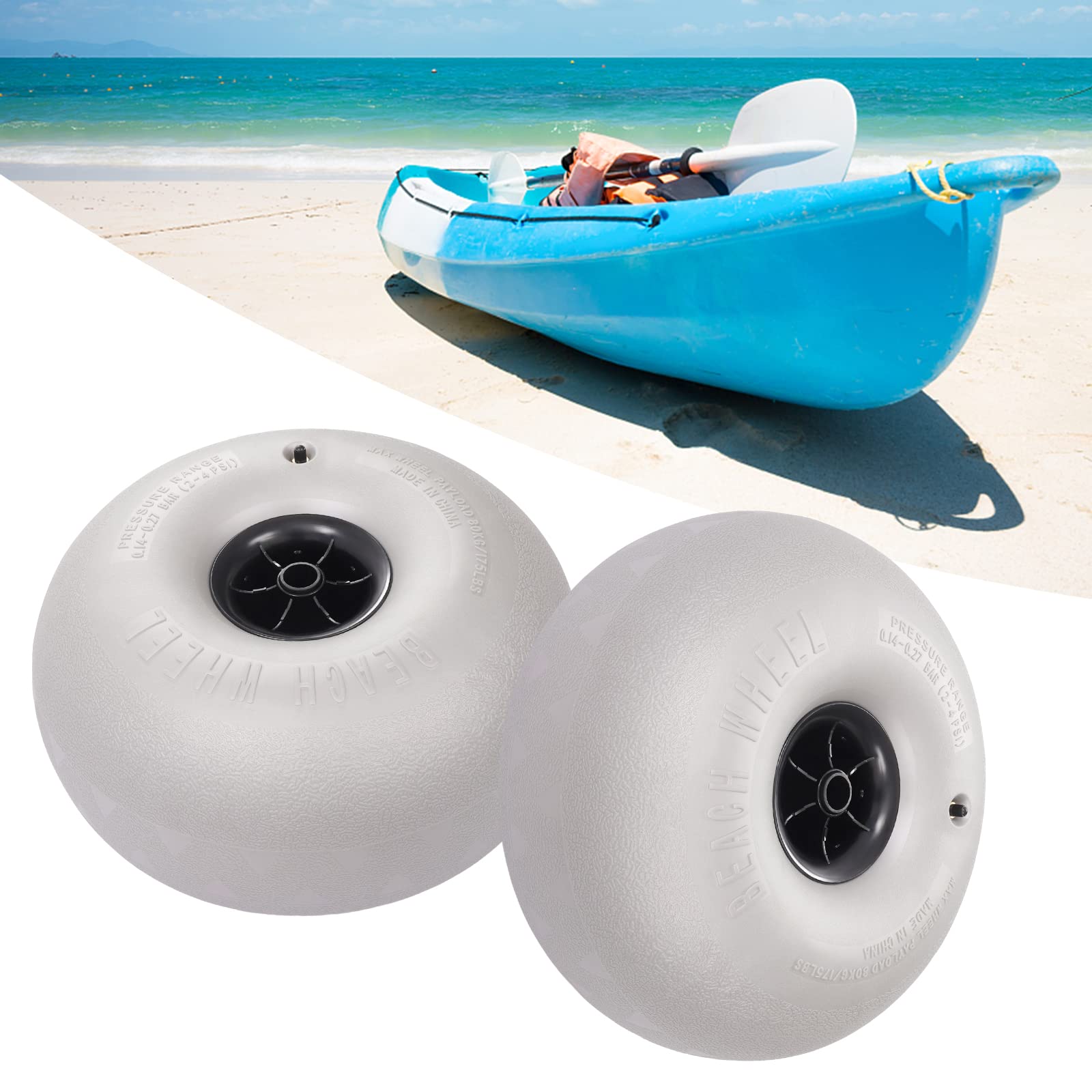 **2-Pack Heavy Duty Beach Wheels - Large Balloon Sand Tires for Kayak & Canoe Dolly - Perfect for Beach, Sand, and Waterfront Adventures**