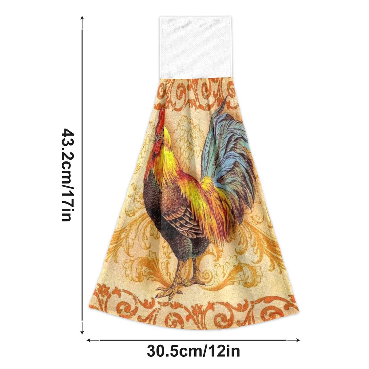 Farmhouse Chicken Dish Towels Set of 2 - Rooster Kitchen Towels for Drying Dishes, 12x17 Inch Soft Absorbent Cotton Tea Towels - Farm Animal Decor for Kitchen, Bathroom & Bar Use