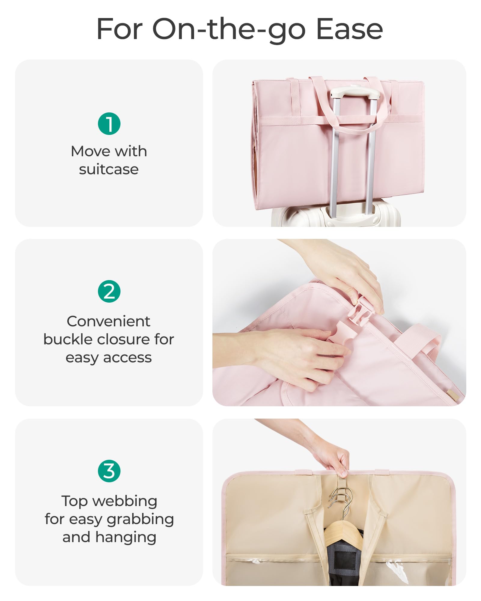 BAGSMART Foldable Travel Garment Bag - Stylish Carry-On Suit Carrier for Hanging Clothes, Large Convertible Weekender Dress Bag for Women & Men - Perfect for Business Trips, Weddings & Airplane Travel