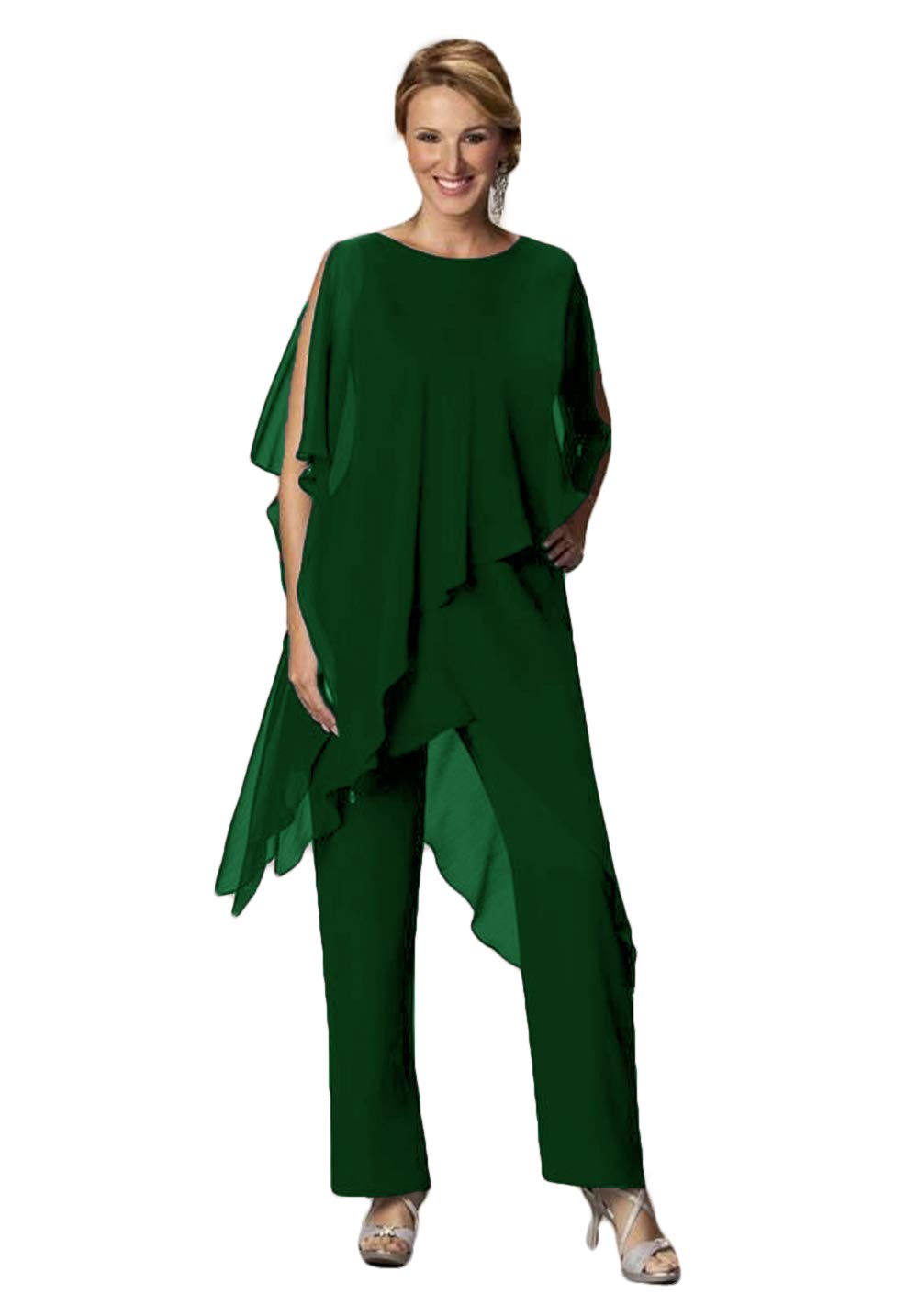 Elegant CY Women's 2-Piece Chiffon Pant Suit Set for Wedding Guest, Mother of The Bride - Formal Occasion Outfit for Weddings, Parties & Special Events