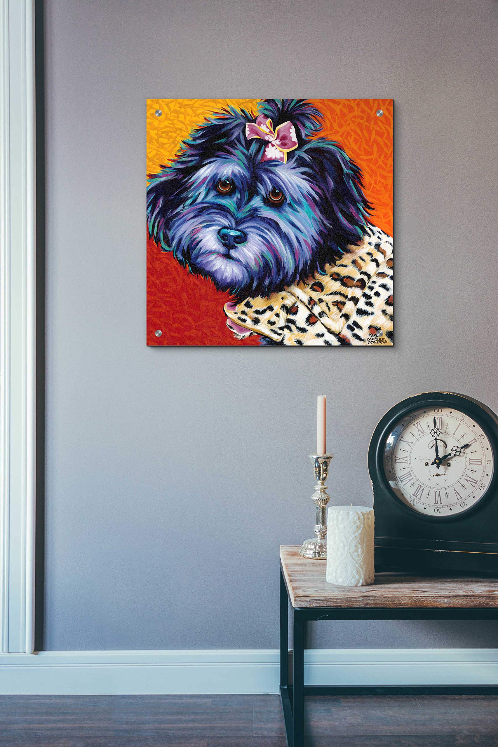 Epic Art 'Cute Pups III' by Carolee Vitaletti - 24x24 Inch Acrylic Glass Wall Decor, Modern Dog Painting for Living Room, Bedroom & Office