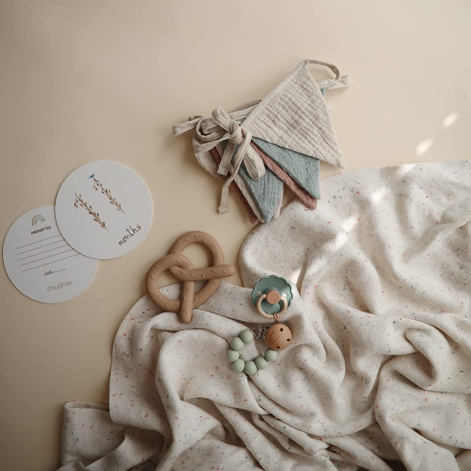 Mushie Baby Garland - Soft & Safe Nursery Decor for Newborns & Toddlers - Perfect for Cribs, Playrooms & Baby Showers