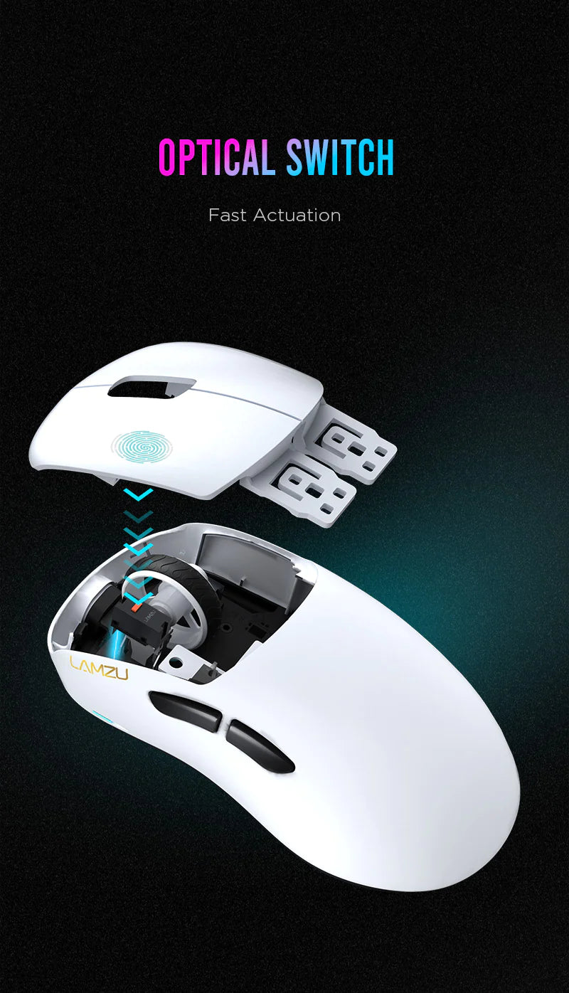 Lamzu Thorn Wireless Gaming Mouse - Lightweight Ergonomic Design, 16000 DPI, RGB Lighting - Perfect for FPS, MOBA, and Esports Gaming (White)