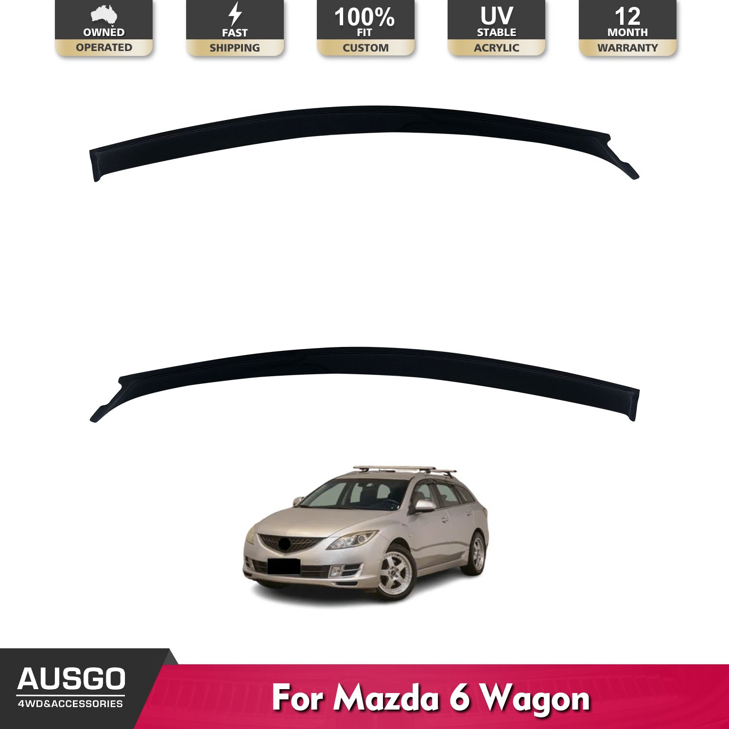 Weather Shields for Mazda 6 GH Series Wagon 2008-2012 - Durable Wind Deflectors & Rain Guards - Perfect for All-Weather Protection & Noise Reduction While Driving