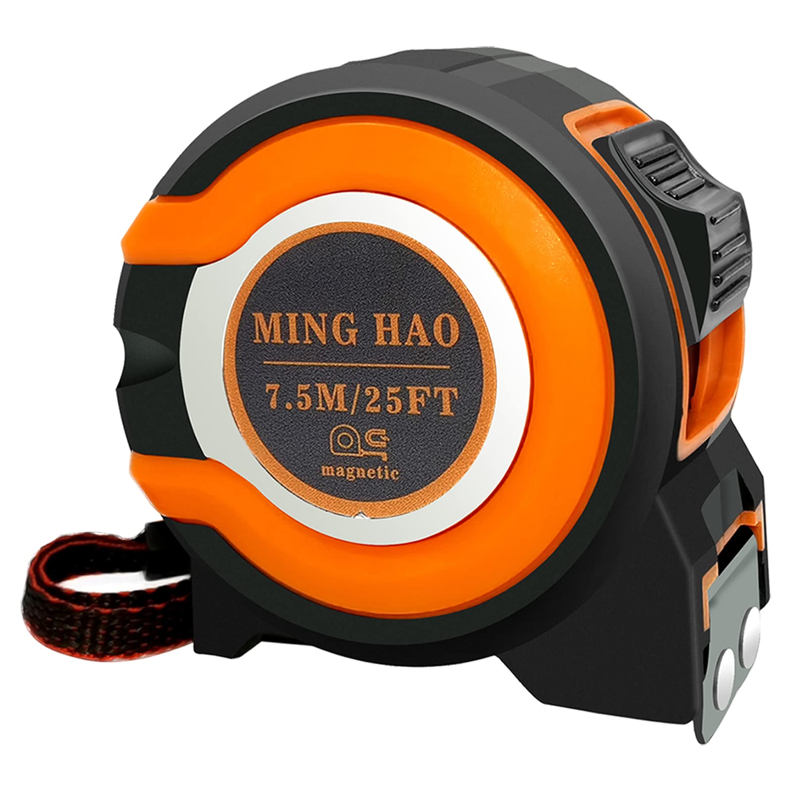25 Ft Tape Measure with Easy-Read Fractions, Magnetic Hook & Finger Lock - Durable Shock-Absorbent Rubber Case for Construction, DIY Projects & Home Improvement