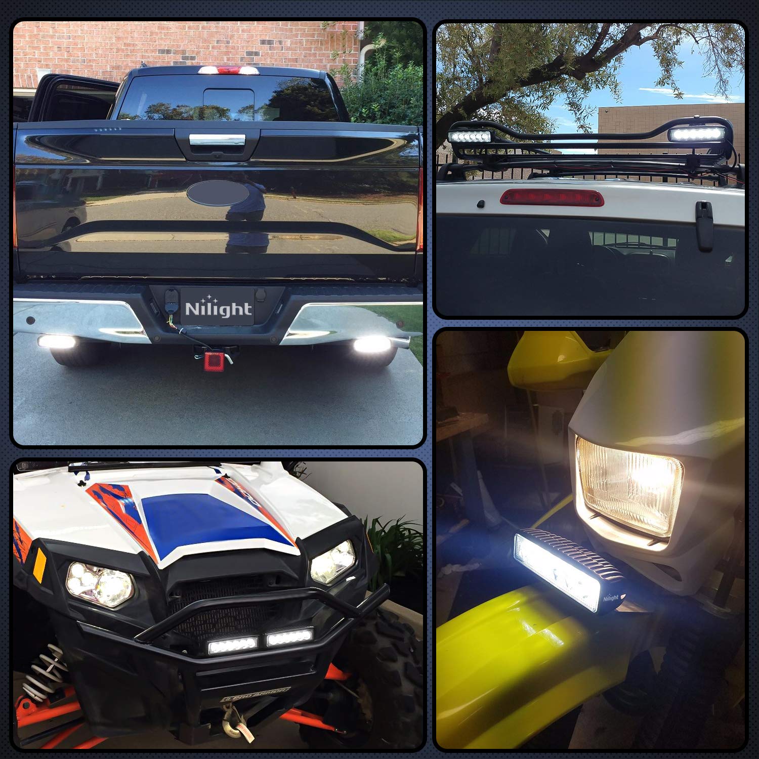 Nilight 4PCS 18W LED Light Bar - Spot Driving Fog Lights for Off Road, Boat, SUV, Jeep | Waterproof Work Lights for Outdoor Adventures & Night Driving