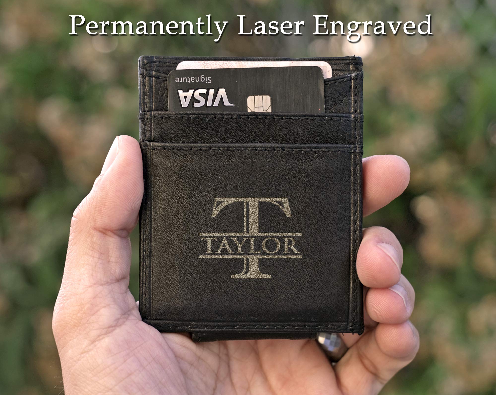 RFID Blocking Leather Wallet with Money Clip - Personalized Gift for Men & Women | Father's Day, Birthday