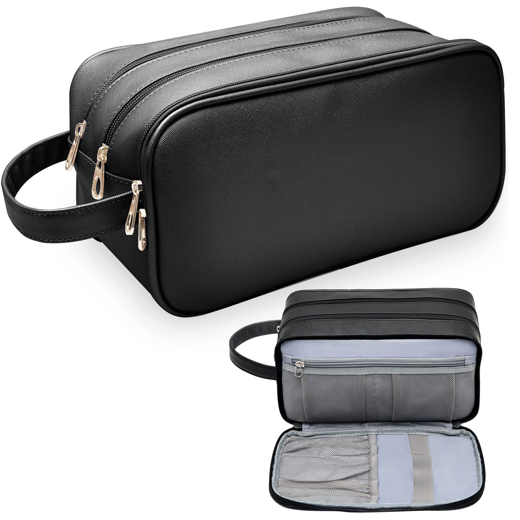 Waterproof Travel Toiletry Bag for Women - Eco Leather Cosmetic Organizer with Travel Size Toiletries - Perfect for College Dorm, Makeup Storage & Vacation Essentials | Ideal for Air Travel, Gym, Beach Trips & Daily Use