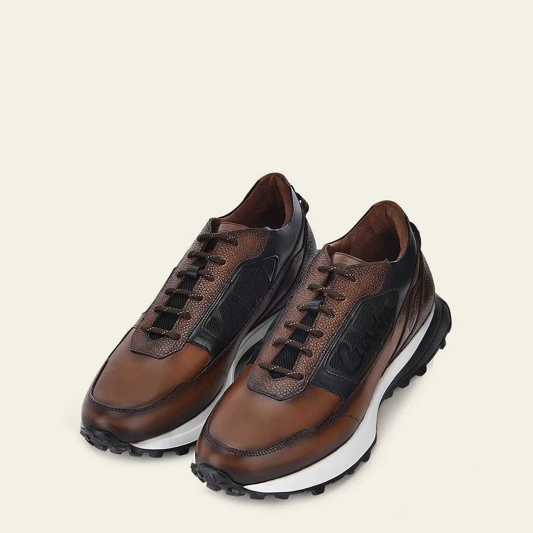 **Men's Cuadra Almond Casual Fashion Cowhide Leather Sneakers - Comfortable & Stylish for Everyday Wear, Work, and Travel**