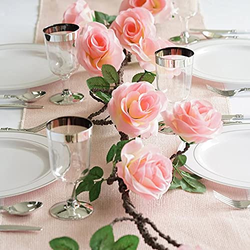 6ft Artificial Rose Garland - Fake Silk Flower Hanging Vine for Wedding, Party, Home, Wall, Garden, Hotel & Outdoor Decor (Pink) - Perfect for Bridal Showers, Baby Showers & Romantic Backdrop