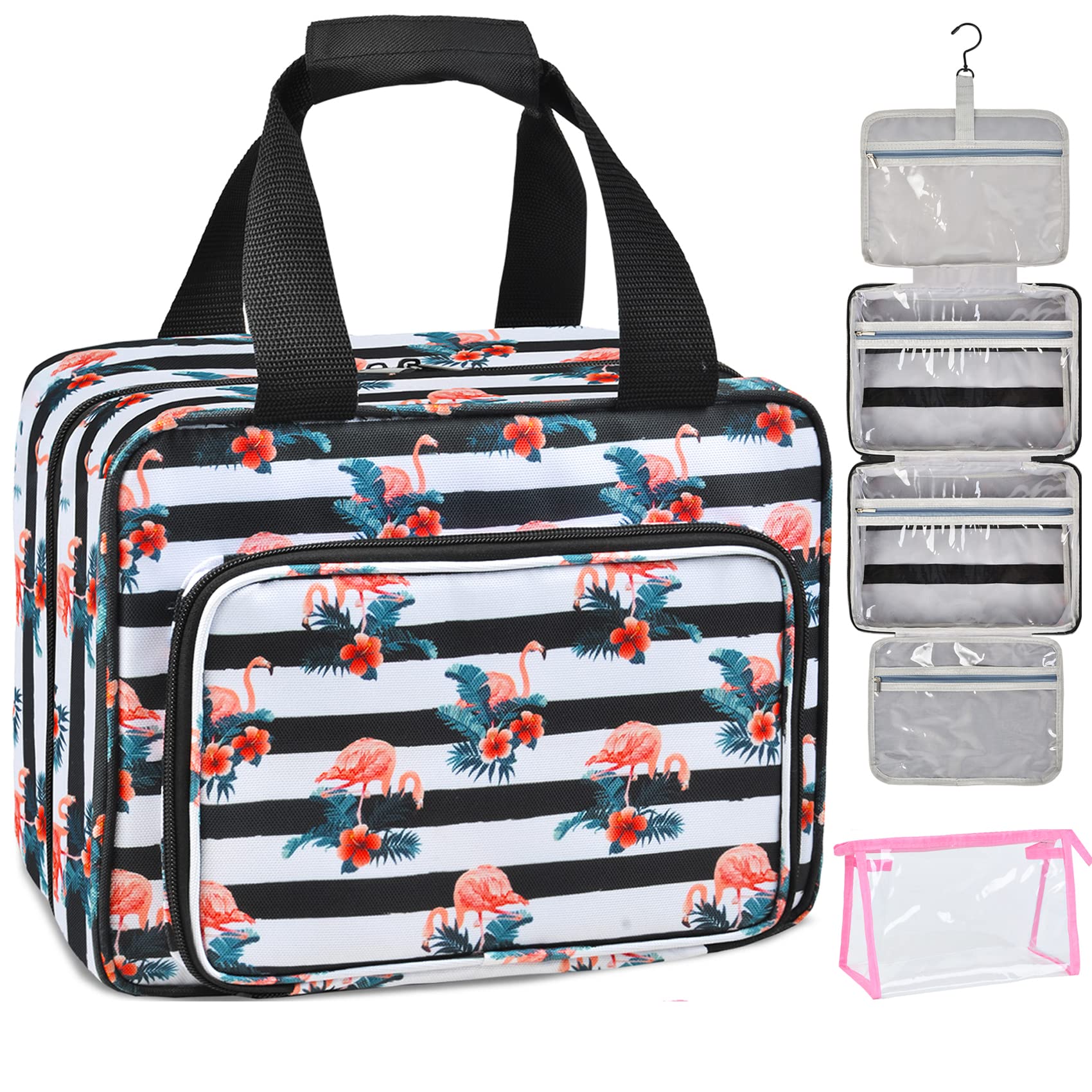 Waterproof Hanging Toiletry Bag for Women Travel - Portable Cosmetic Makeup Organizer with Multiple Pockets - Perfect for Camping, Gym, Business Trips & Vacation Essentials Storage
