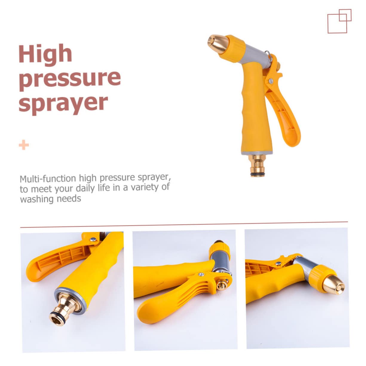 GANAZONO 5-Piece High Pressure Watering Spray Nozzle Set - Pure Copper Car Wash Hose Nozzle for Garden, Lawn & Vehicle Cleaning - Durable Outdoor Watering Tools for Home & Professional Use