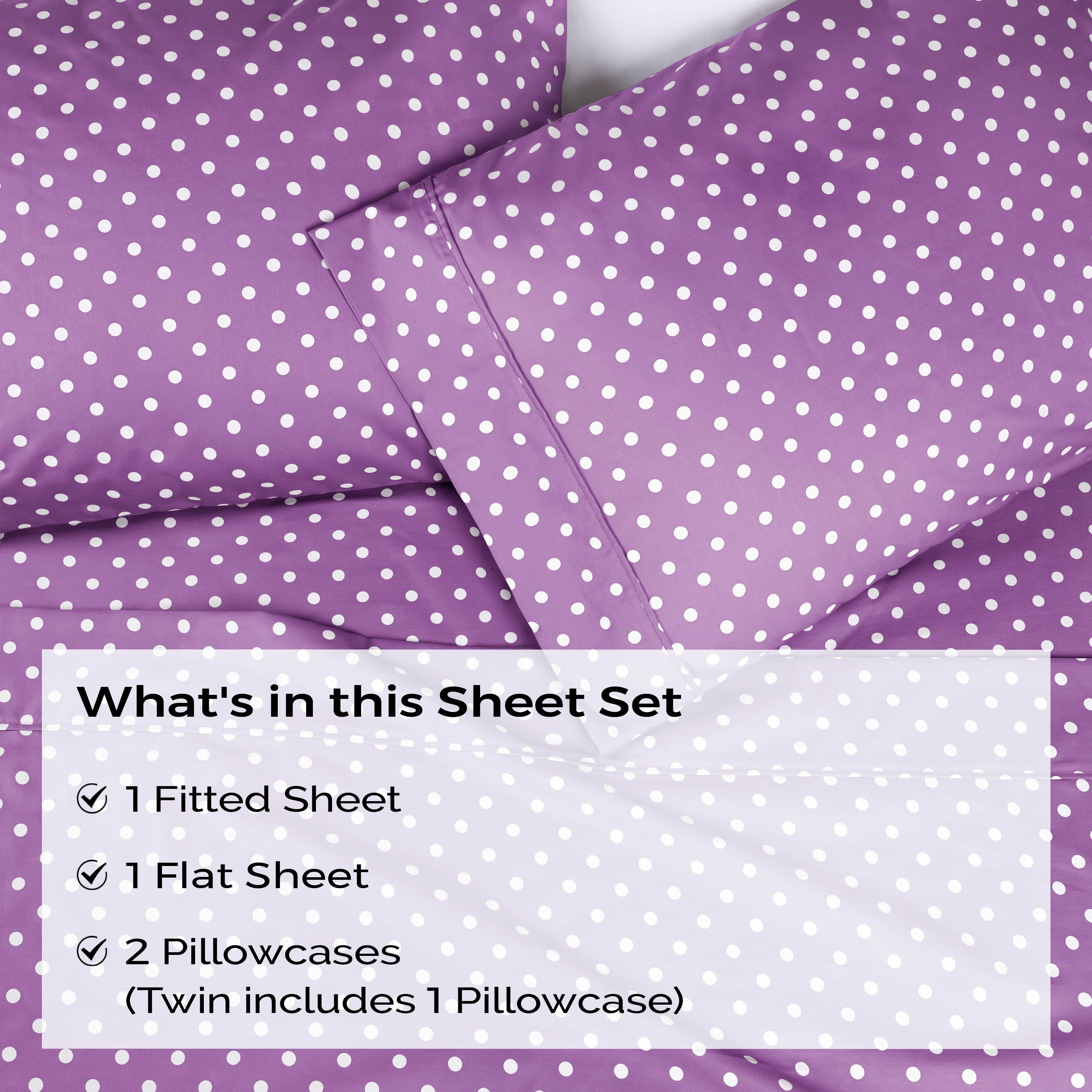 Polka Dot 600 Thread Count Cotton Blend Deep Pocket Sheet Set - Queen Size Bed Sheets for Comfortable Sleep - Perfect for Master Bedroom, Guest Room & Dorm