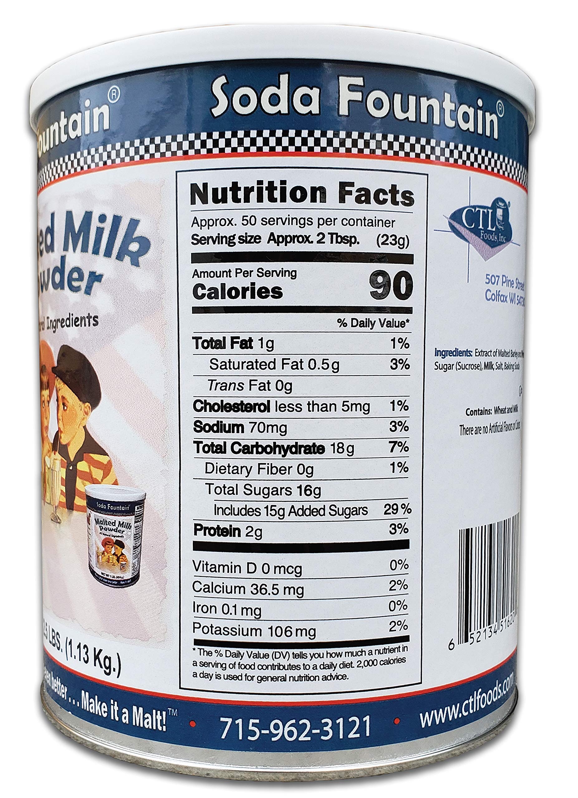 6 Pack - Soda Fountain Malted Milk Powder 2.5 Lb Canisters - Perfect for Milkshakes, Ice Cream & Baking Supplies