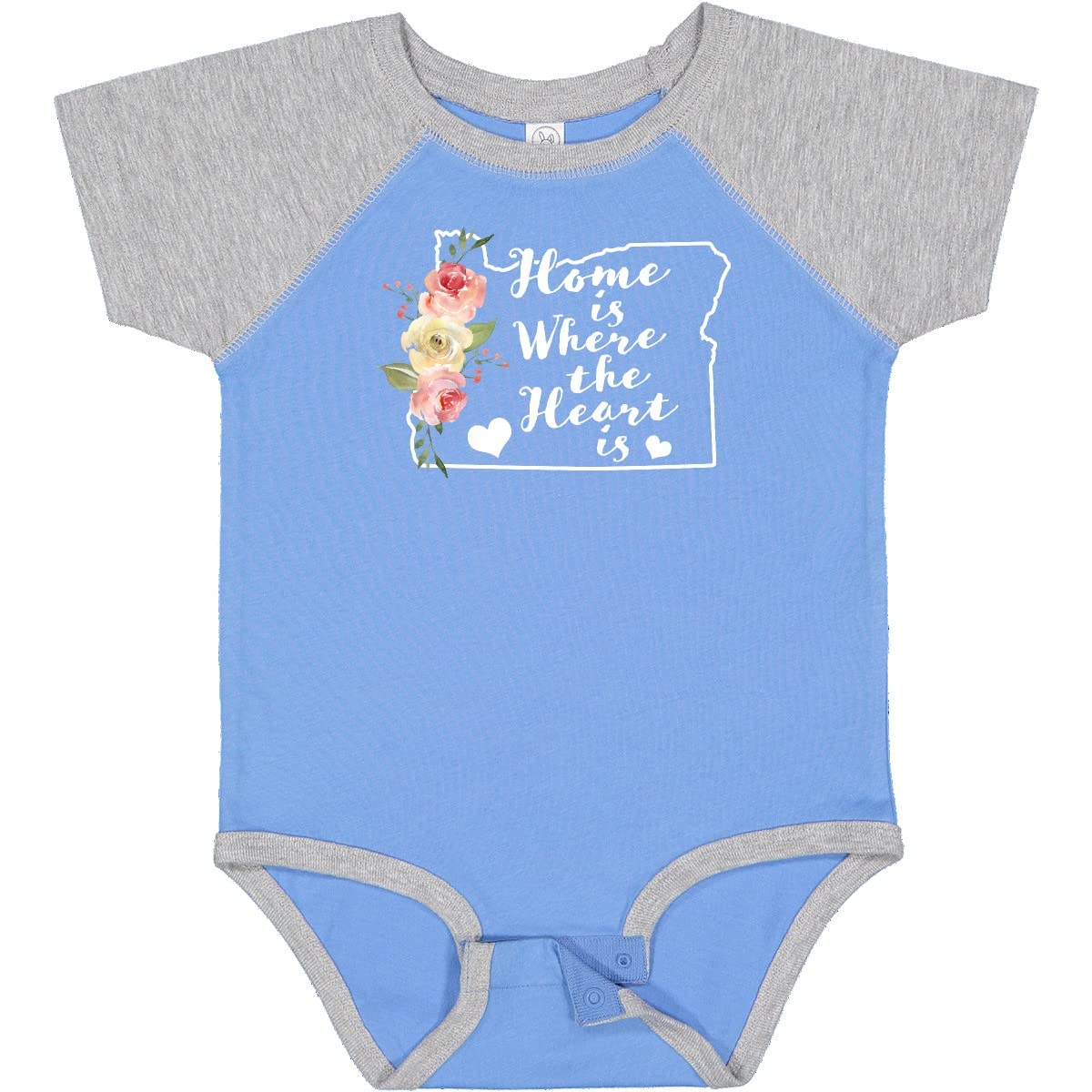 Inktastic Oregon Home is Where The Heart is Watercolor Floral Baby Bodysuit - Soft Cotton Infant Onesie for Newborns, Baby Showers & Family Photos