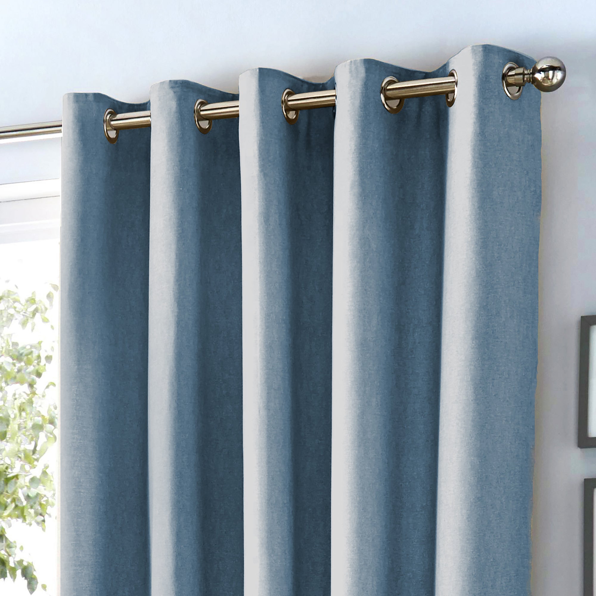 Fusion Sorbonne Eyelet Curtains Blue - Blackout Curtains for Bedroom & Living Room - Thermal Insulated Window Drapes for Home Decor