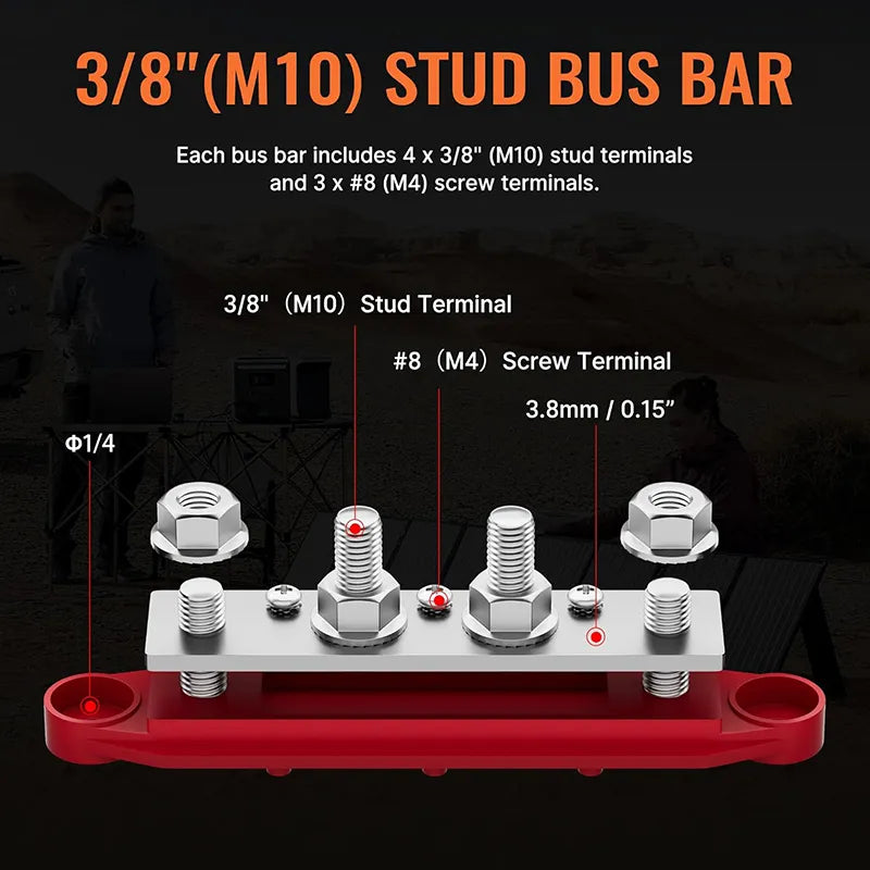 12V to 24V Battery Converter with M8 Stud Terminals - Heavy Duty DC Voltage Transformer for Trucks, RVs & Marine Applications - Power Your Off-Grid Adventures