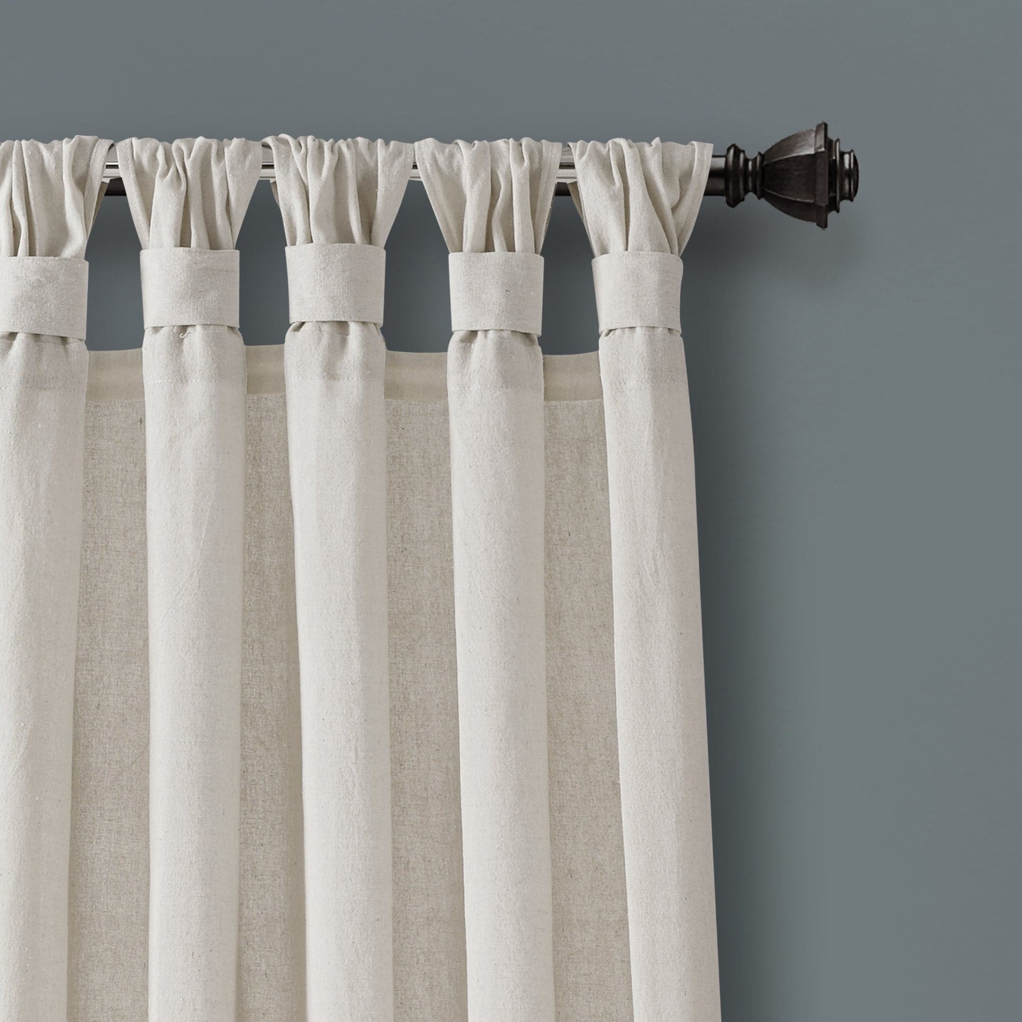 Burlap Knotted Tab Top Window Curtain Panel Set - Natural Linen Textured Room Darkening Drapes for Living Room, Bedroom & Farmhouse Decor