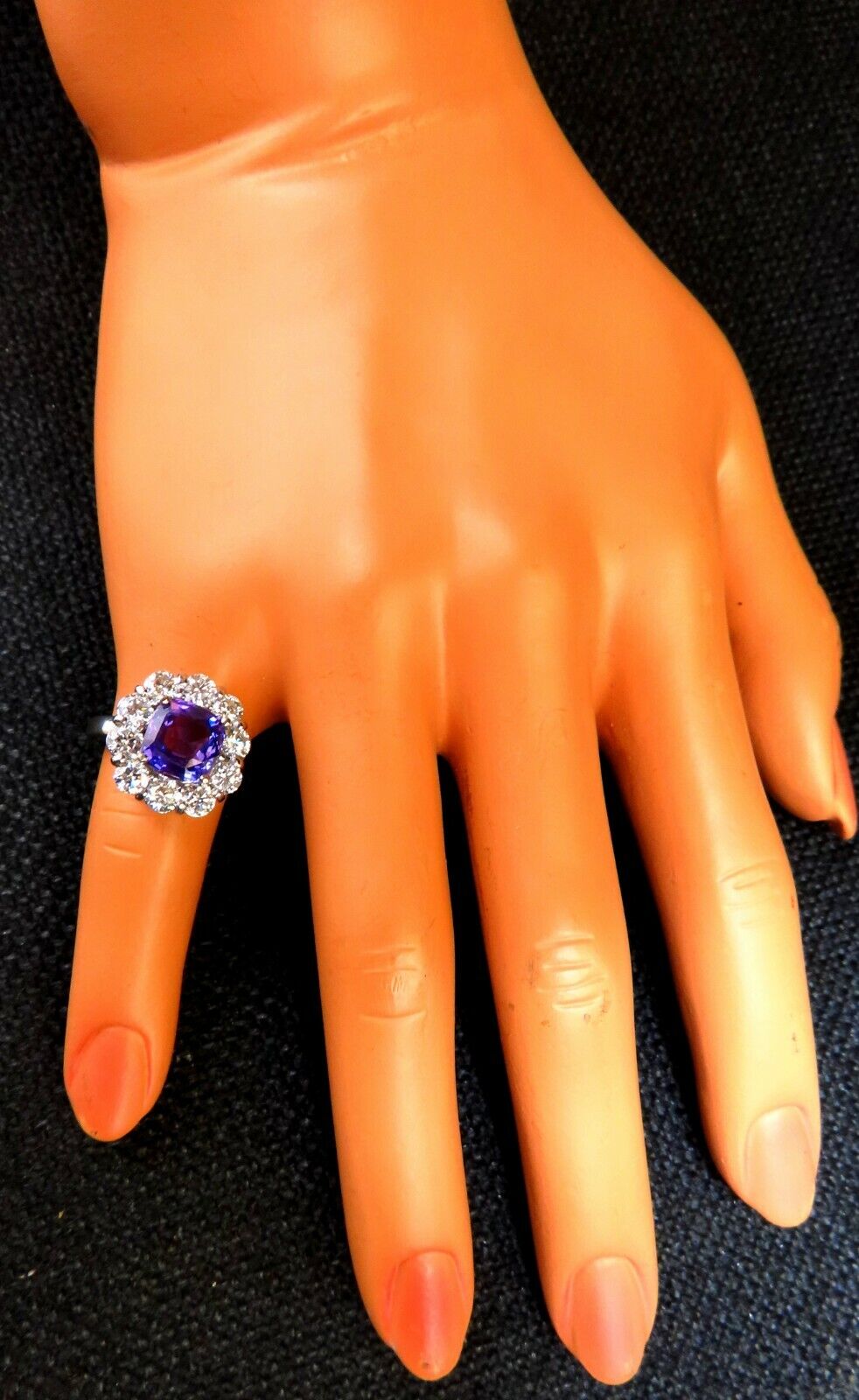 GIA Certified 3.48 Carat Natural Vivid Purple No Heat Sapphire Diamond Ring in 14K White Gold - Perfect for Engagement, Anniversary & Special Occasion Jewelry Gifts