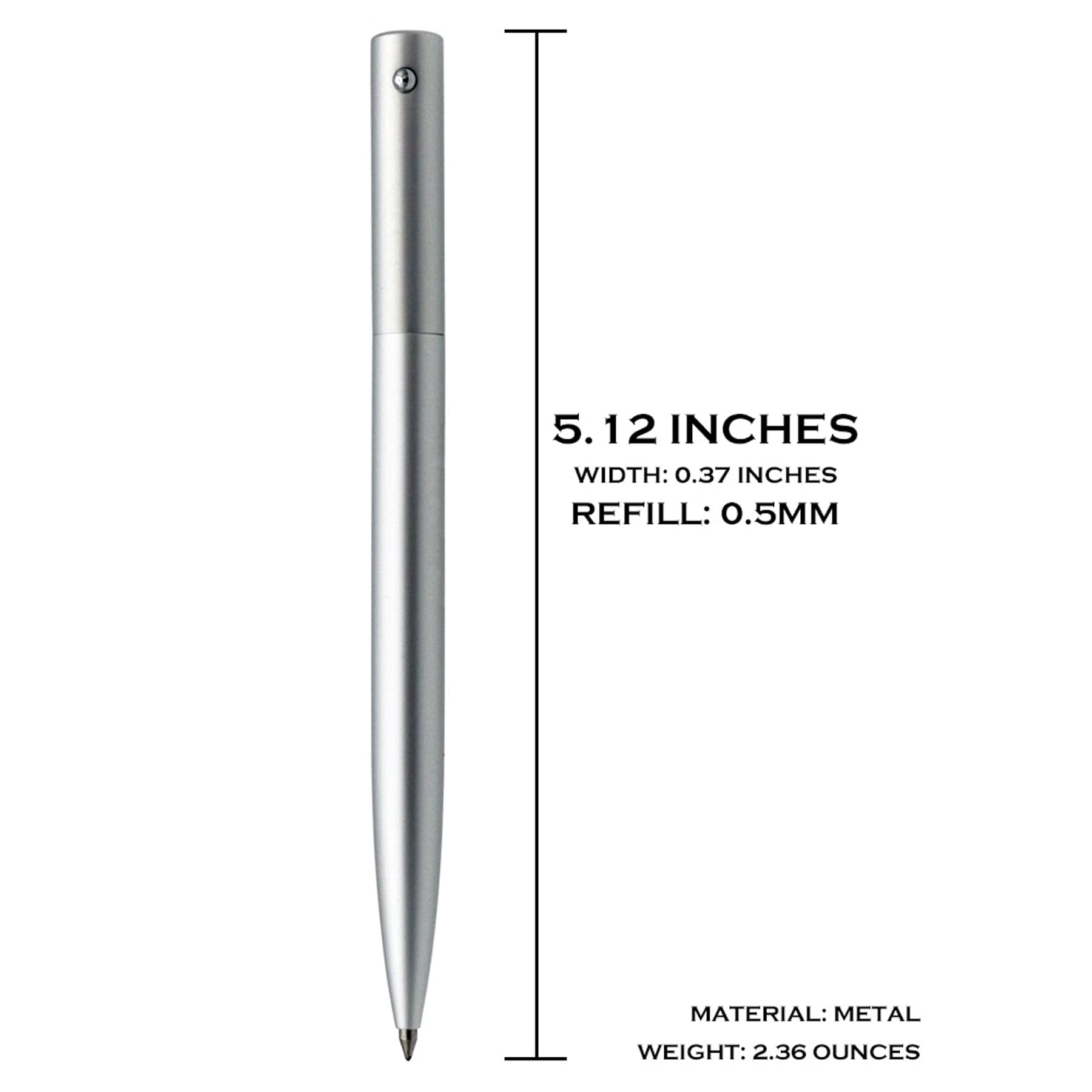 DUNBONG Retractable 0.5mm Medium Point Ballpoint Pen - Smooth Black Gel Ink, Silver Metal Body - Perfect for Office, School, Note Taking & Gift Giving