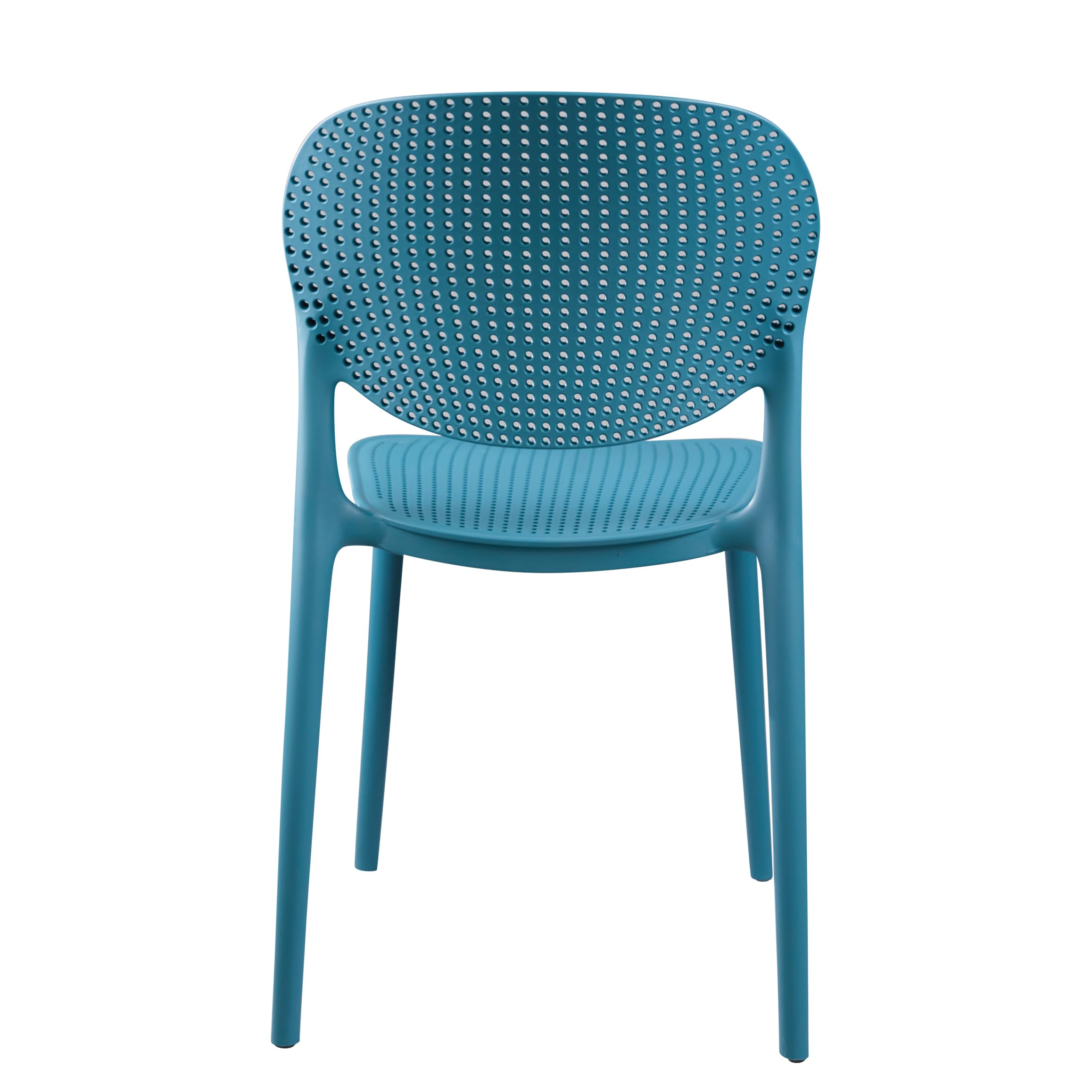 CozyBlock MESH Perforated Stackable Dining Chairs Set of 2 - Breathable Teal Blue Modern Chairs for Indoor & Outdoor Use - Perfect for Patio, Dining Room, Kitchen or Office