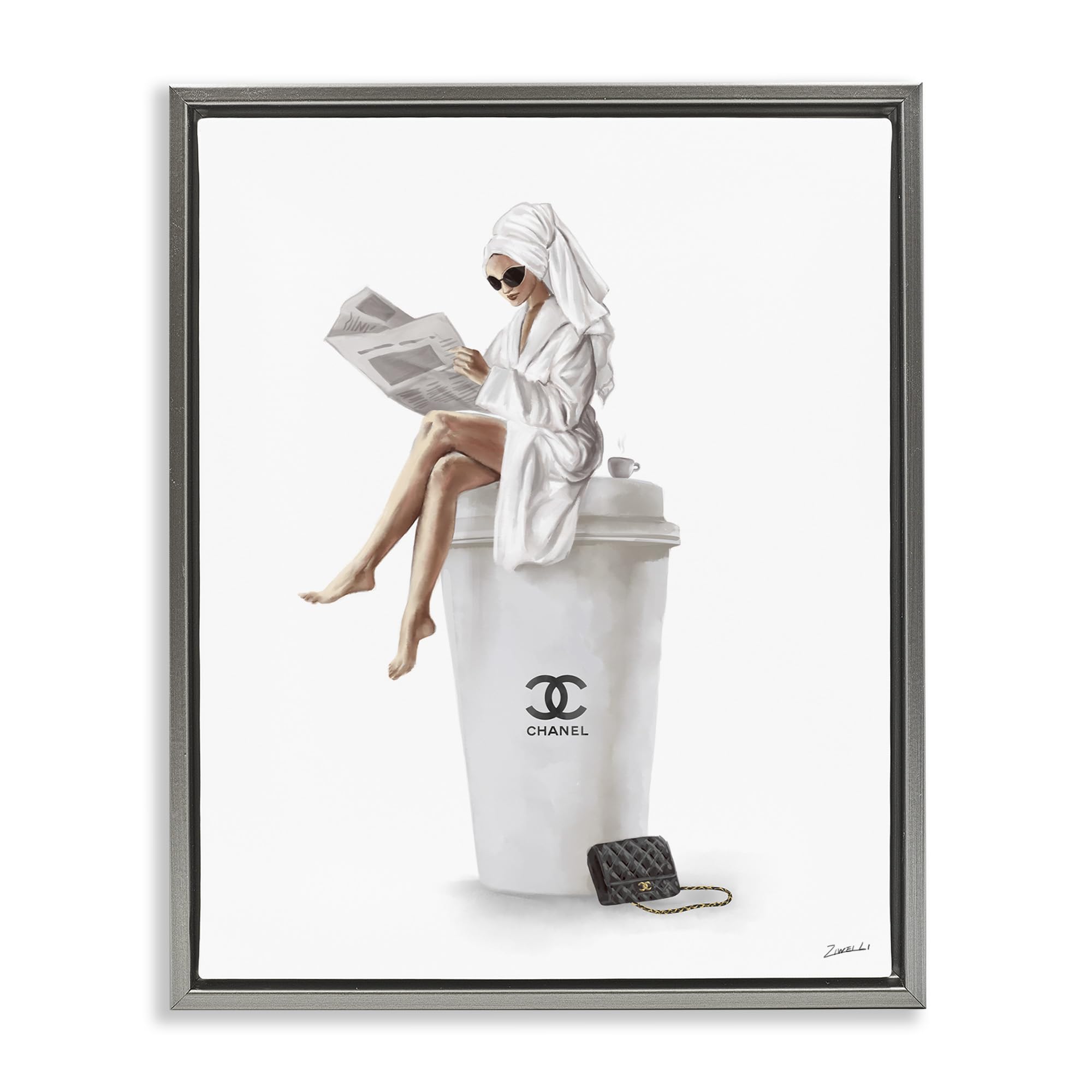 Stylish Women's Fashion Robe with Coffee & Purse Design by Ziwei Li - Perfect for Loungewear, Spa Days & Instagram Outfits