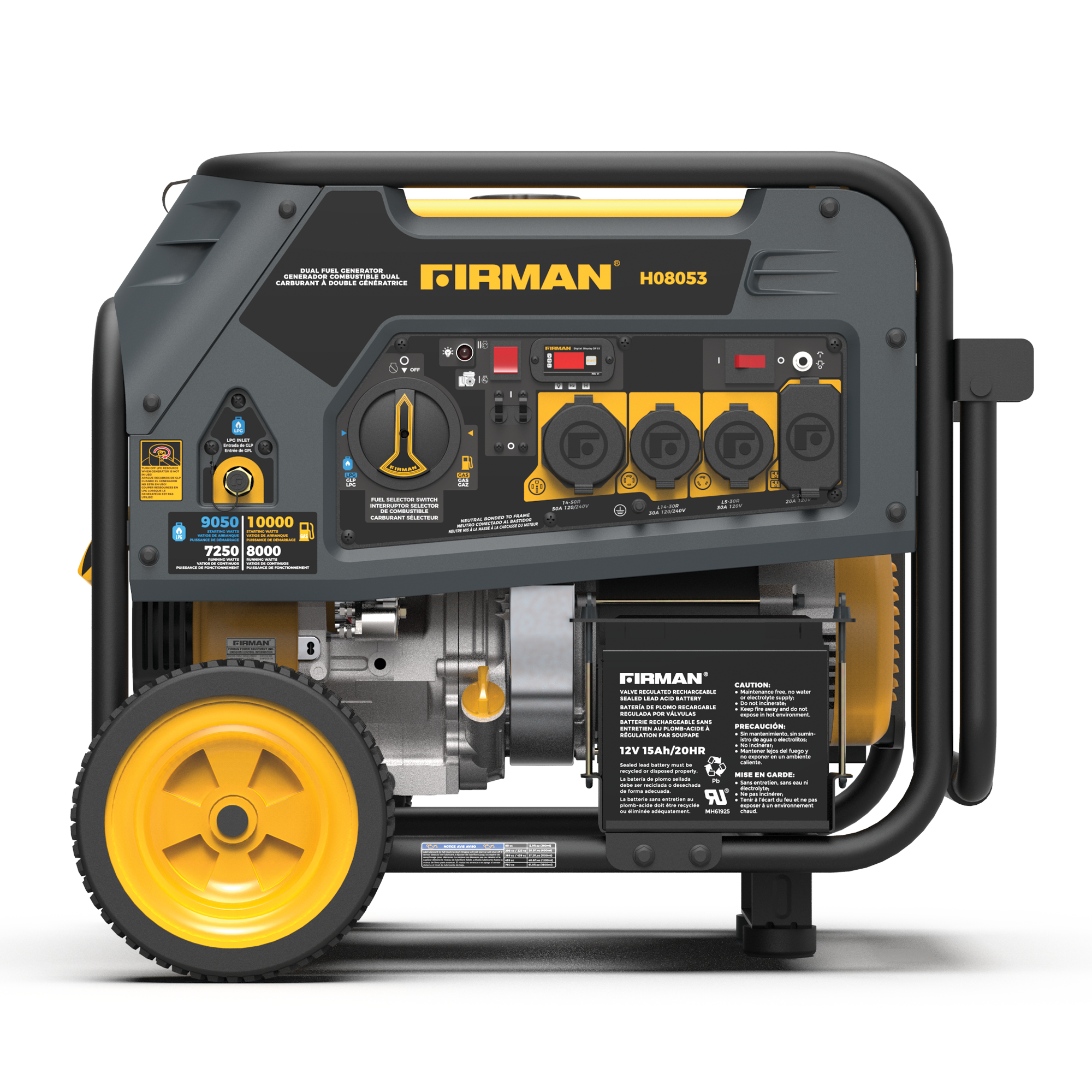8000W Dual Fuel Portable Generator with Electric Start - 120V/240V for Camping, Home Backup & Outdoor Power Supply