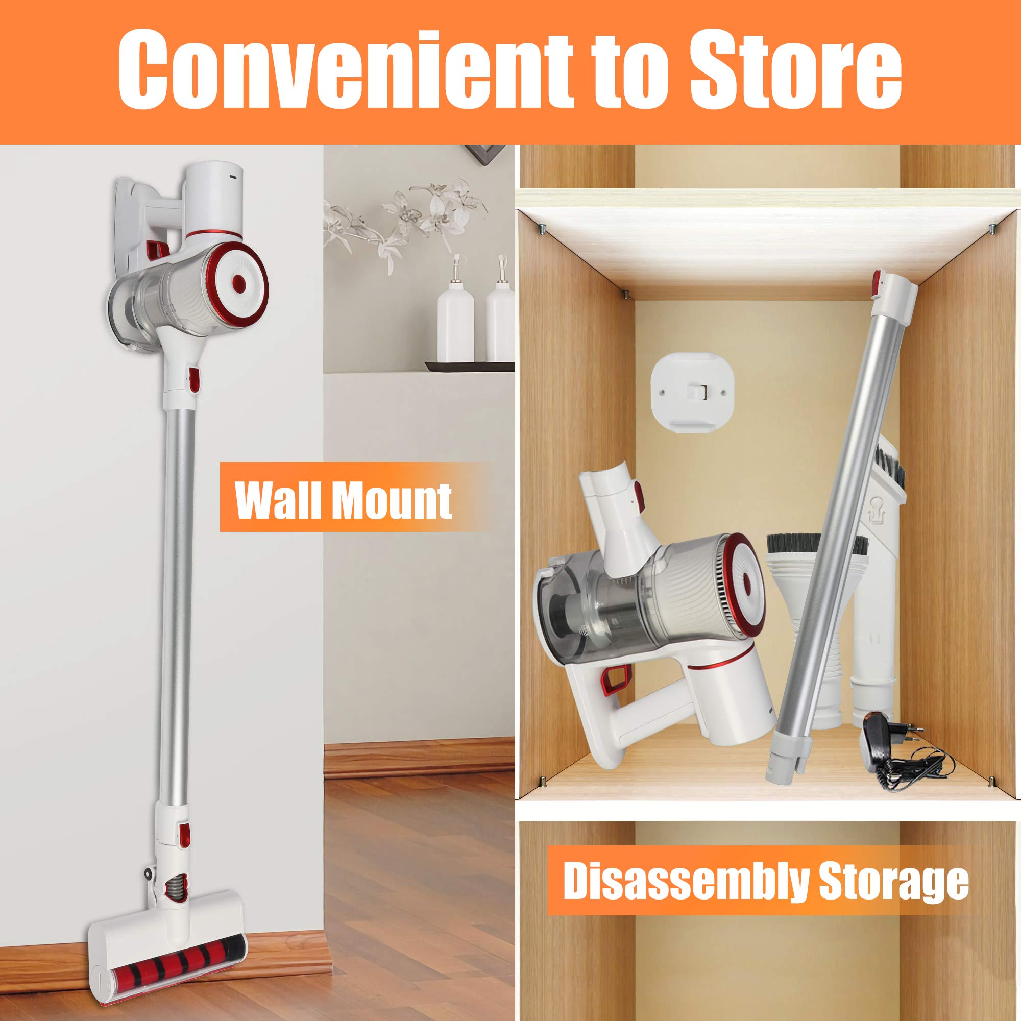 20KPa Lightweight Cordless Vacuum Cleaner - 4-in-1 Powerful Suction Handheld Stick Vacuum with 250W Brushless Motor, 35 Mins Runtime & Detachable Battery - Perfect for Carpet, Hard Floors, Car Cleaning and Pet Hair Removal